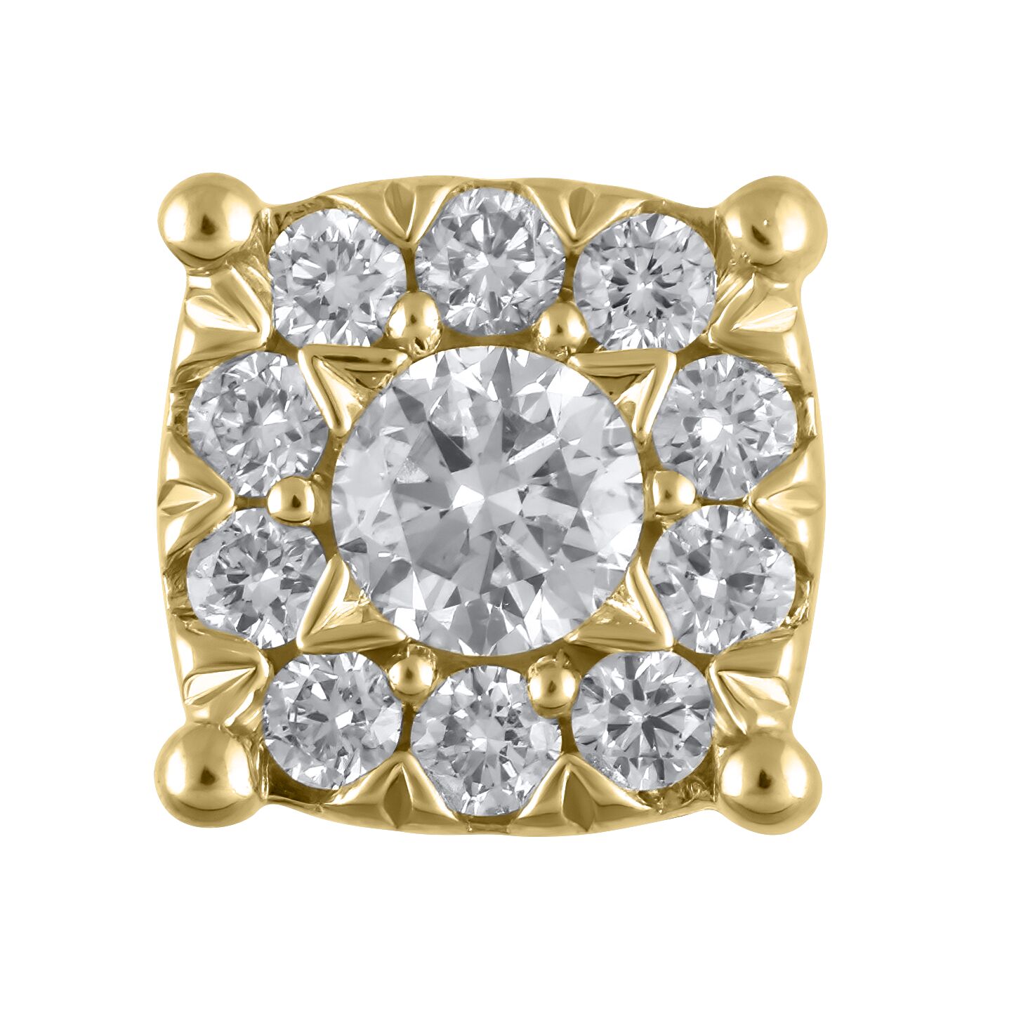 Diamond Bouquet&trade; 10K Yellow Gold Diamond Cushion Shaped Flower Clusters with Push Backs Earrings 0.50 Ctw