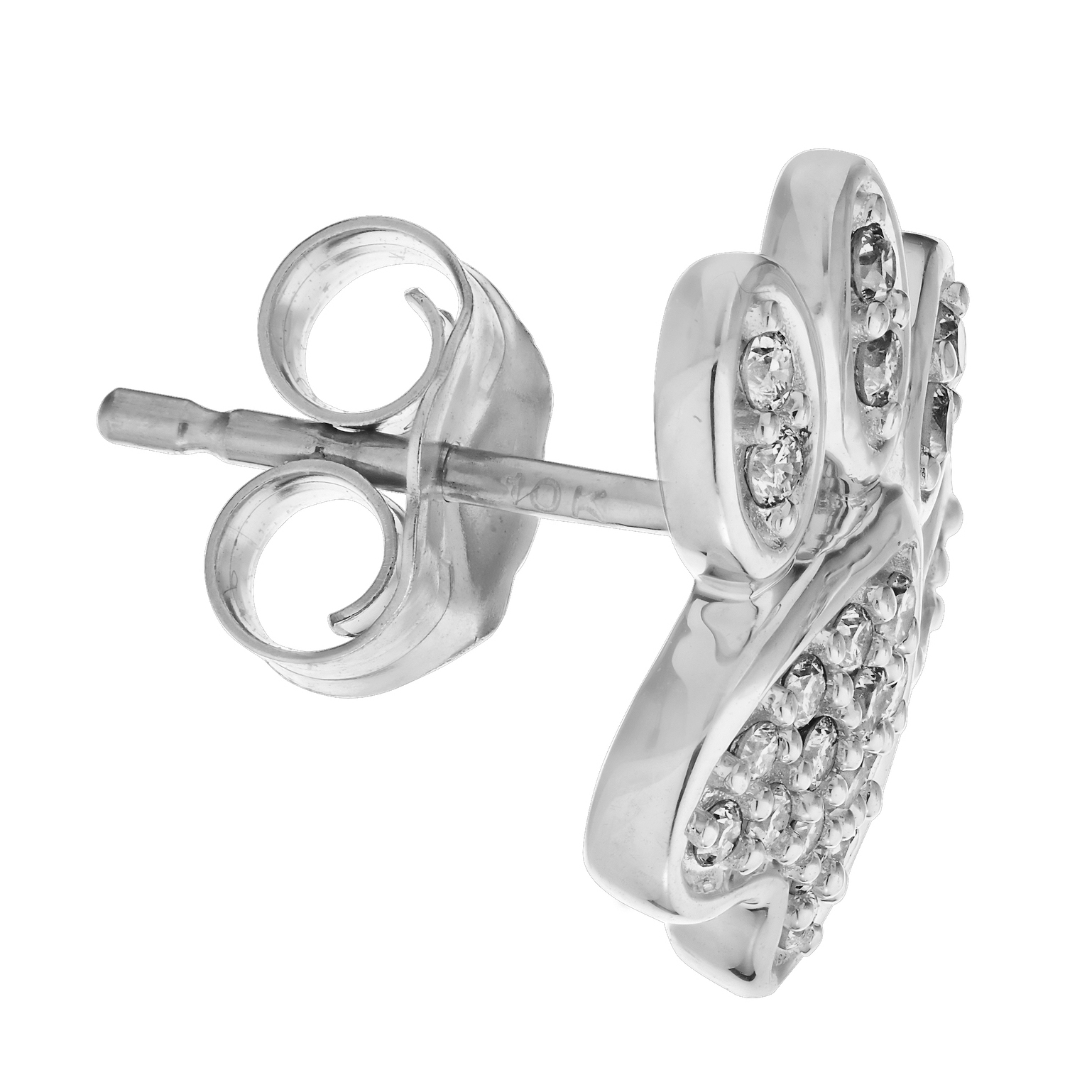 ZooLightful&trade; 10KW White Gold Pave Set Paw Print Studs Earrings Diamond 0.25 Ctw