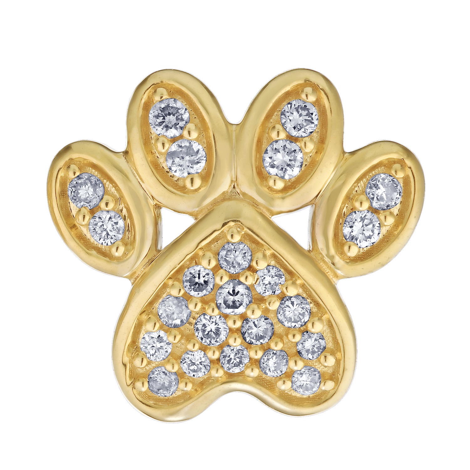 ZooLightful&trade; 10K Yellow Gold Pave Set Paw Print Studs Earrings Diamond 0.25 Ctw