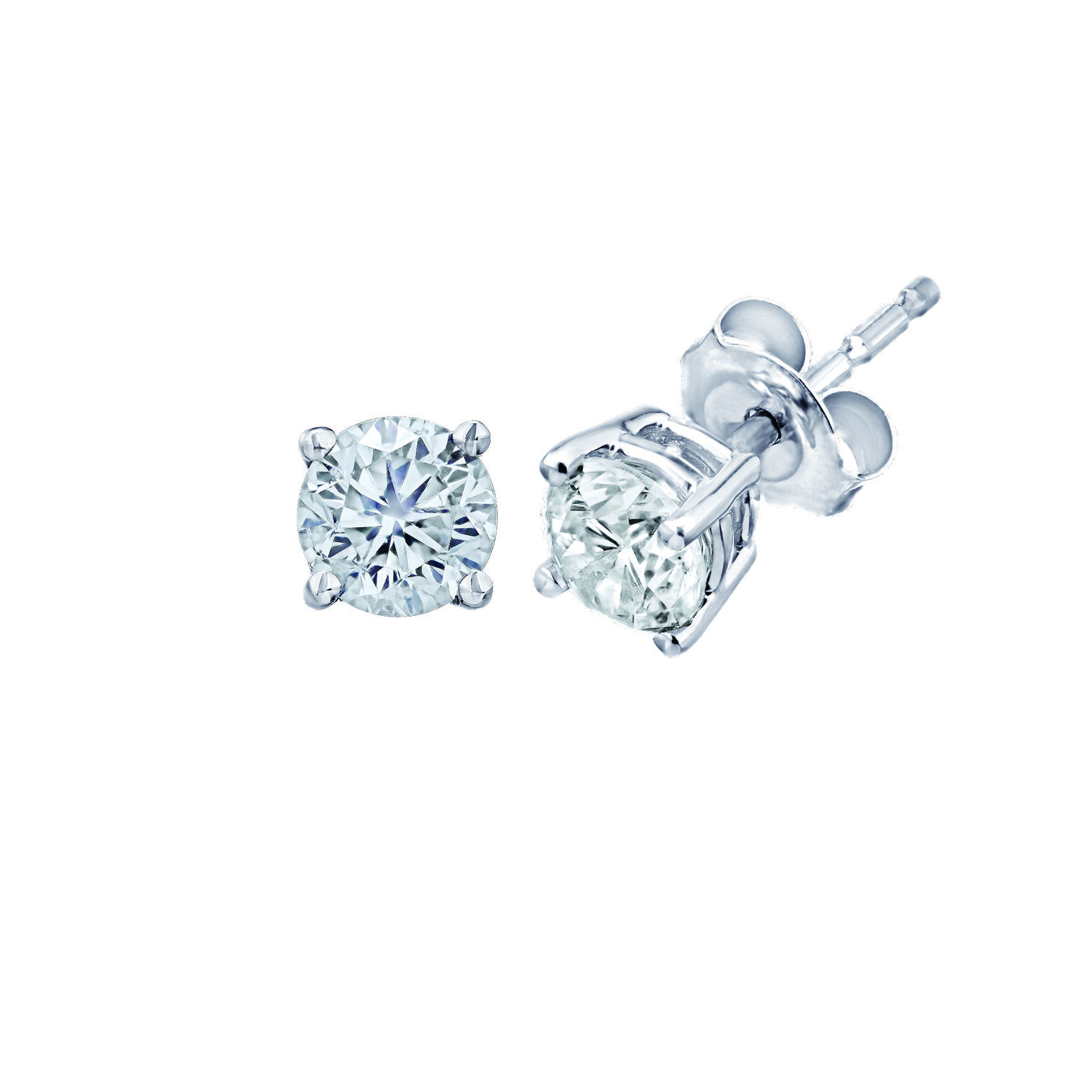 STANDARD - 14K White Gold Diamond 1.00 Ctw 4 Prong Basket Setting Push Back Studs Earrings Available in White, Yellow or Rose Gold