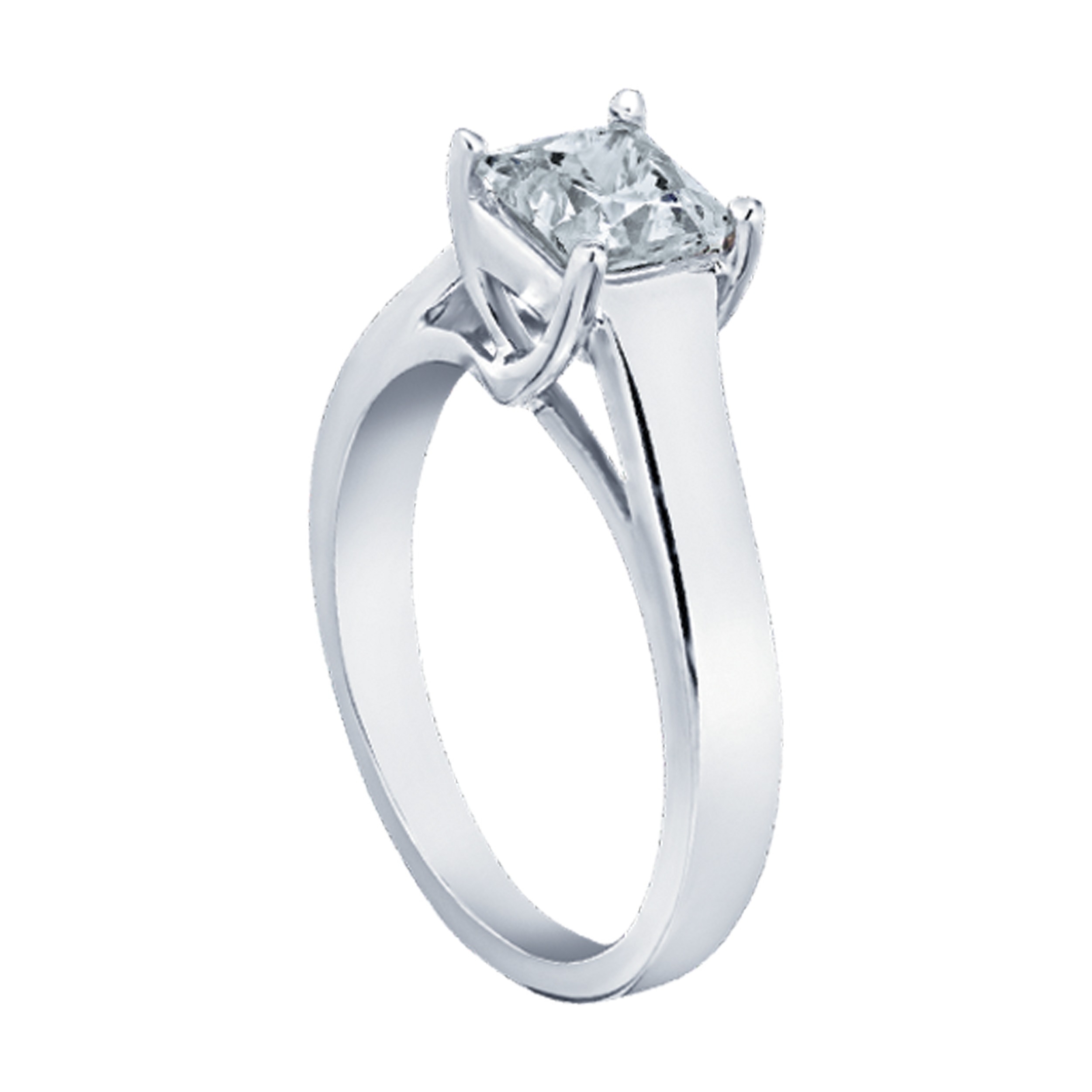 STANDARD - 14K White Gold Diamond 0.20 Ctw 4 Prong V Set Princess Cut Ring Available in White, Yellow or Rose Gold