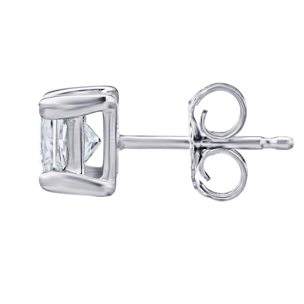 STANDARD - 14K White Gold Diamond 0.10 Ctw 4 Prong Princess Cut Screw Back Studs Earrings Available in White, Yellow or Rose Gold