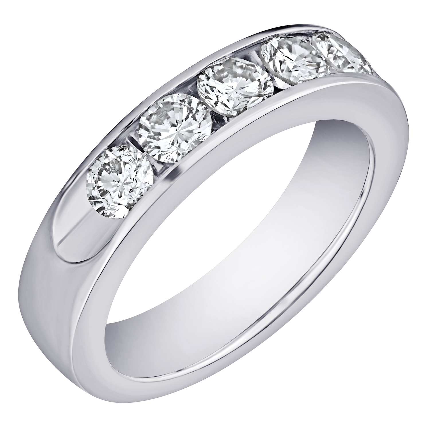 Eternal Joy&trade; 14K White Gold 5 Stone Channel Set Open End Diamond 0.10 Ctw