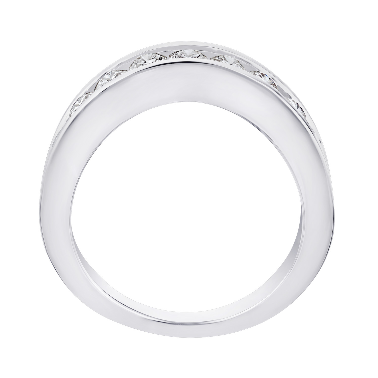 Eternal Joy&trade; 14K White Gold 11 Stone Channel Set Curved Band Diamond 0.50 Ctw