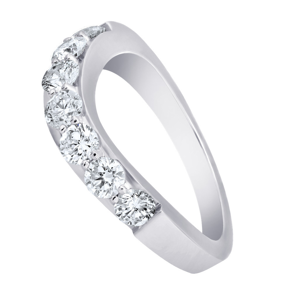 Eternal Joy&trade; 14K White Gold 7 Stone Prong Set Curved Diamond 0.50 Ctw