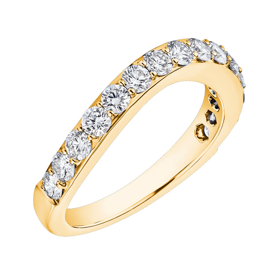 Eternal Joy&trade; SUPERIOR 14K Yellow Gold 15 Stone Shared Prong Curved Band Diamond 1.00 Ctw