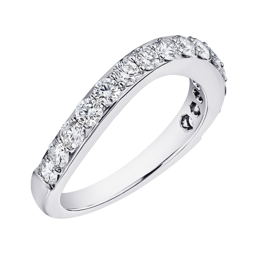 Eternal Joy&trade; SUPERIOR 14K White Gold 15 Stone Shared Prong Curved Band Diamond 0.10 Ctw