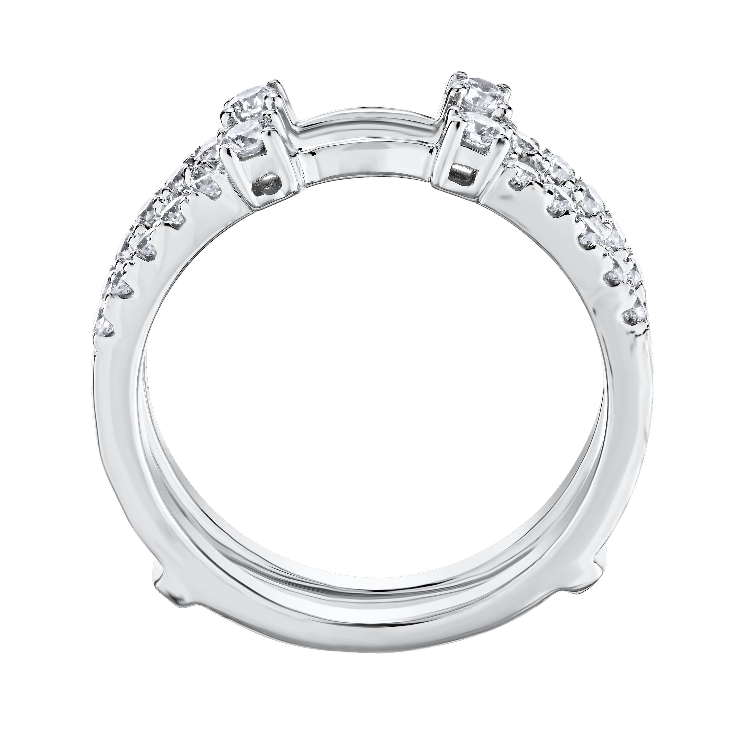 Love Connection&trade; 14K White Gold Diamond Parallel Shared Prong 4 Larger Diamonds Center Ring 0.50 Ctw