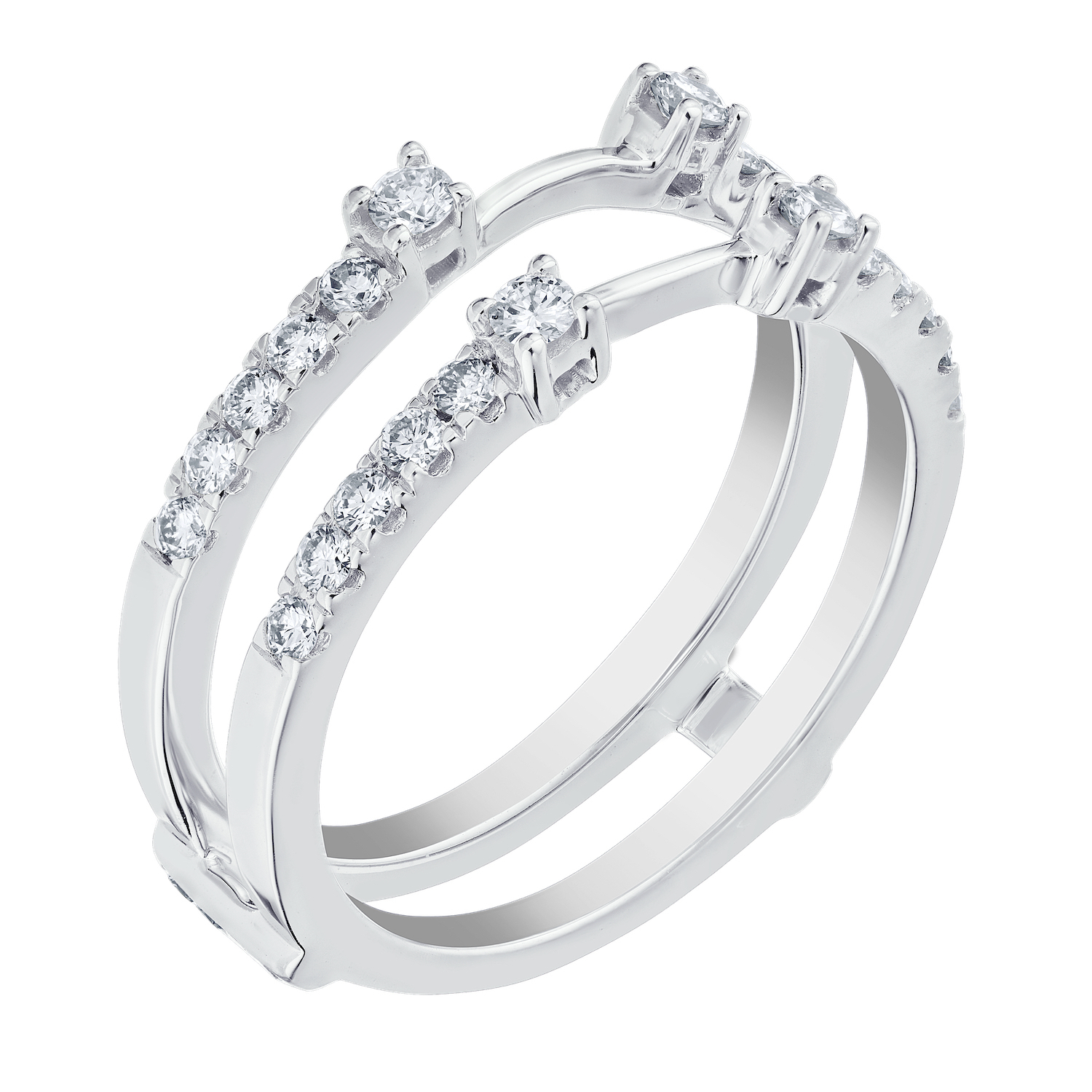Love Connection&trade; 14K White Gold Diamond Parallel Shared Prong 4 Larger Diamonds Center Ring 0.50 Ctw