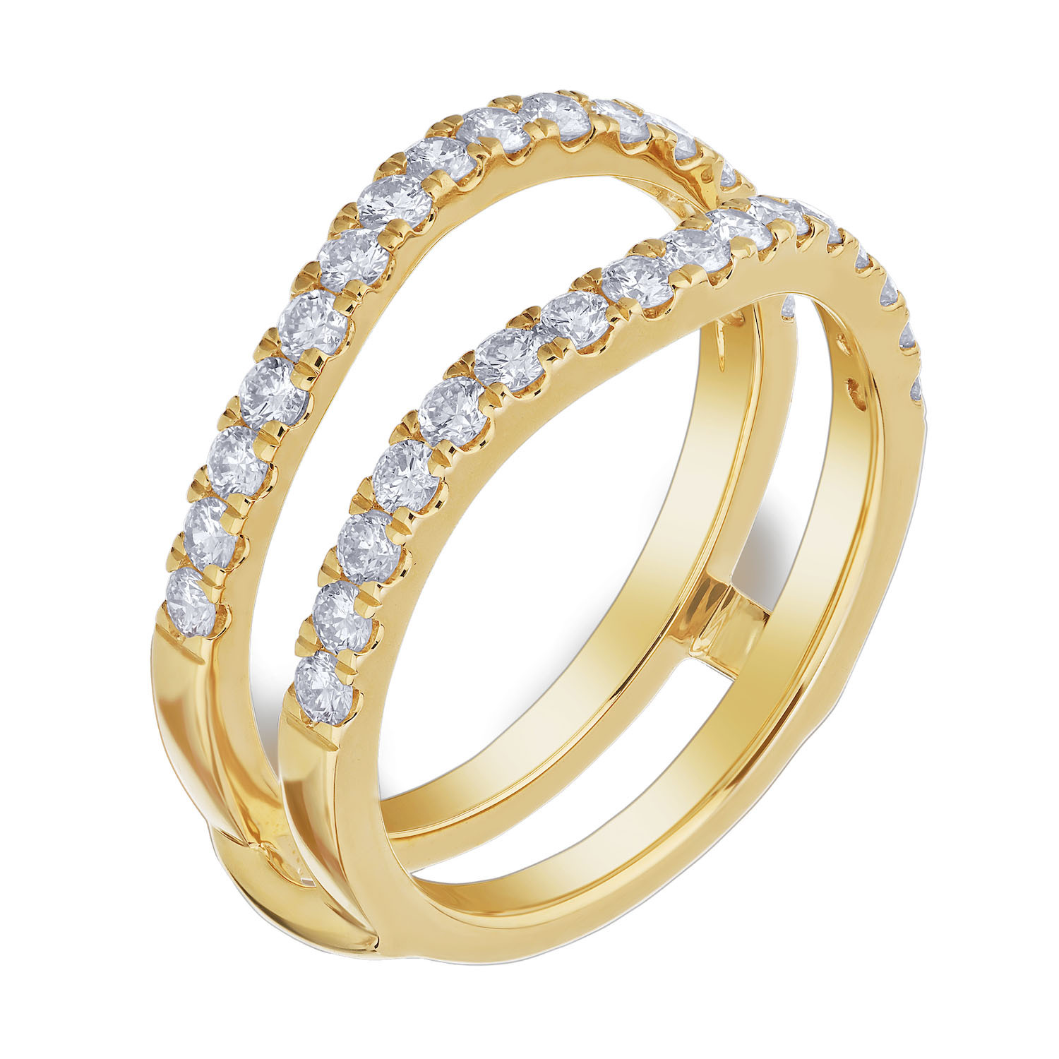 Love Connection&trade; 14K Yellow Gold Diamond Chevron Slight Curve Wrap Ring 1.00 Ctw