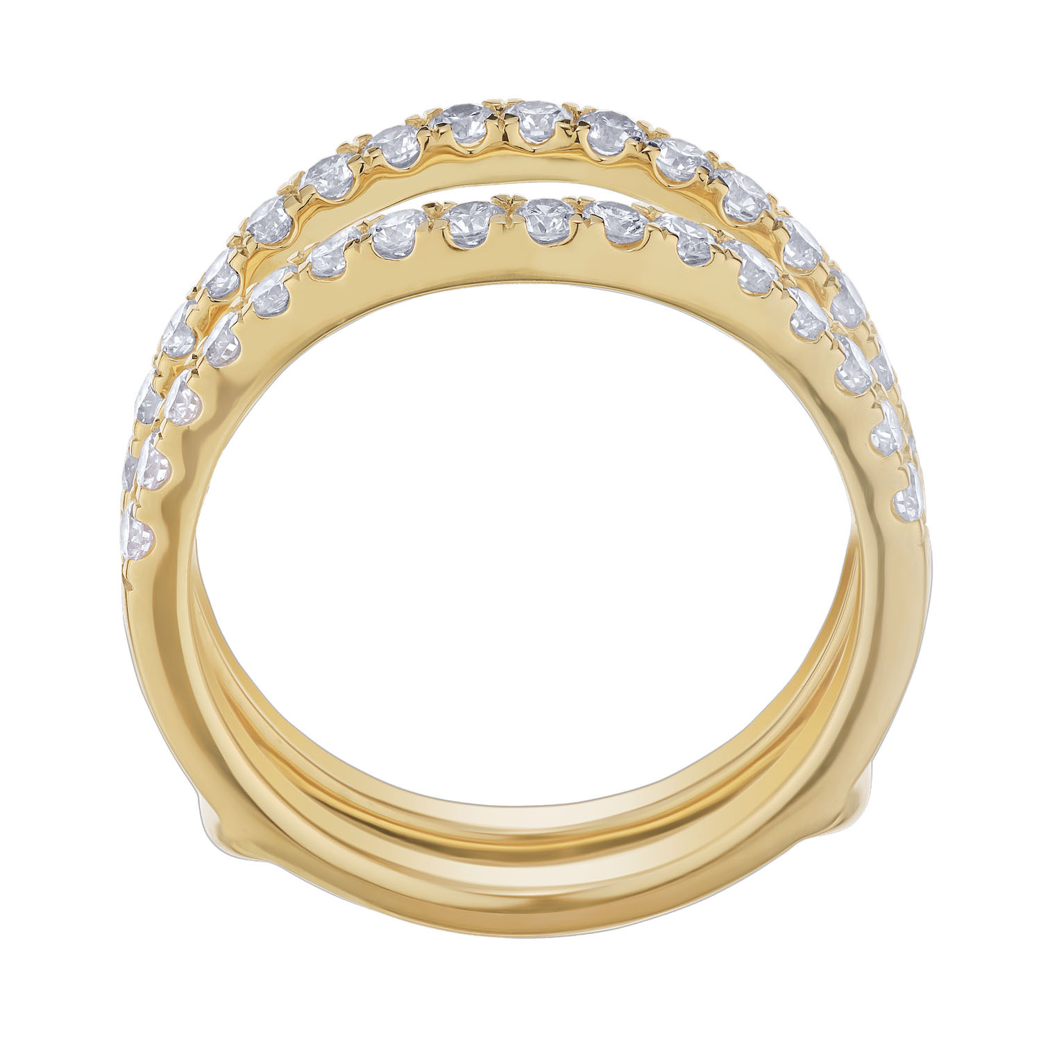 Love Connection&trade; 14K Yellow Gold Diamond Chevron Slight Curve Wrap Ring 0.50 Ctw