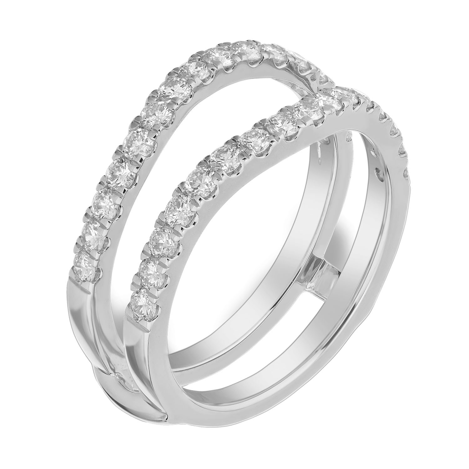 Love Connection&trade; 14K White Gold Diamond Chevron Slight Curve Wrap Ring 0.25 Ctw