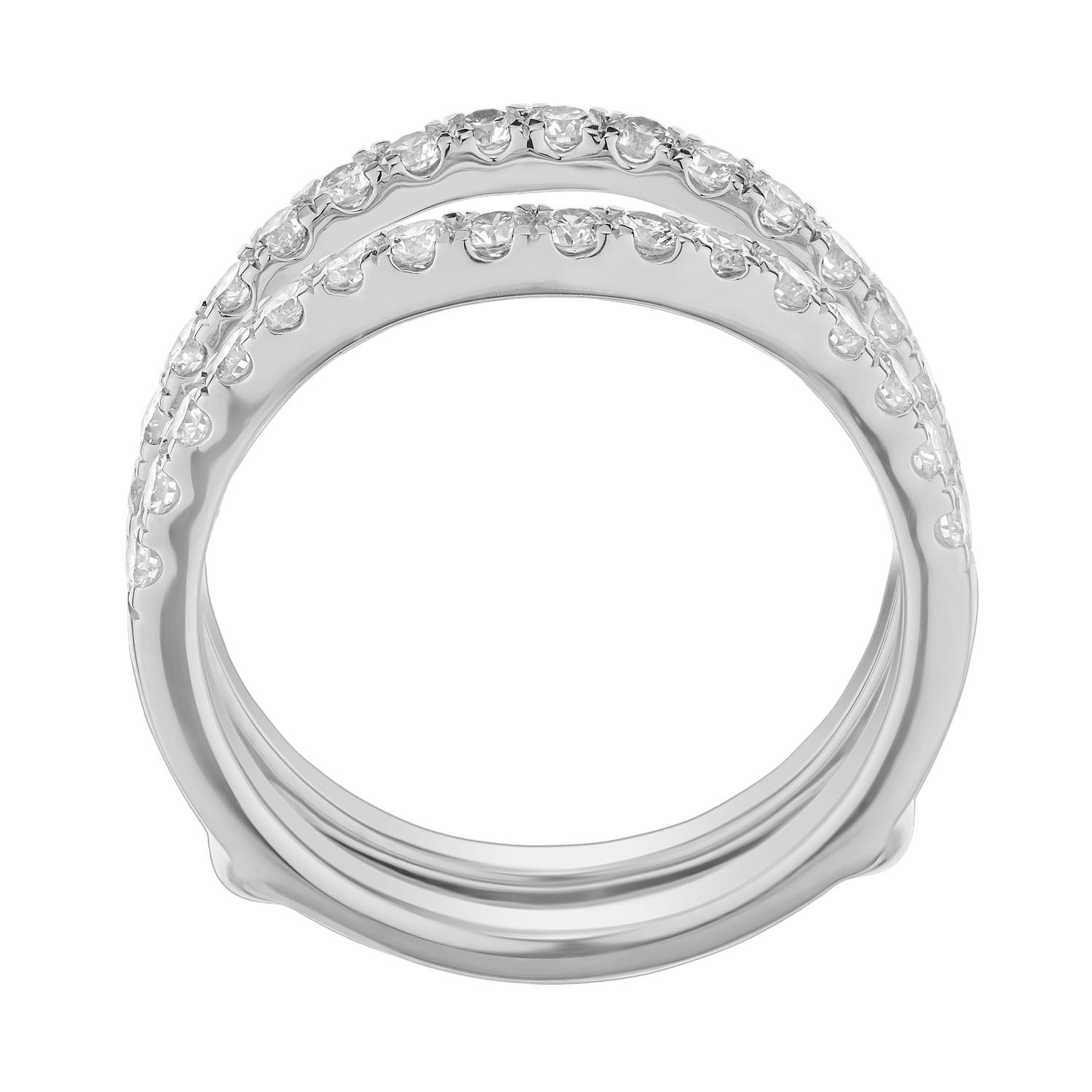Love Connection&trade; 14K White Gold Diamond Chevron Slight Curve Wrap Ring 0.25 Ctw
