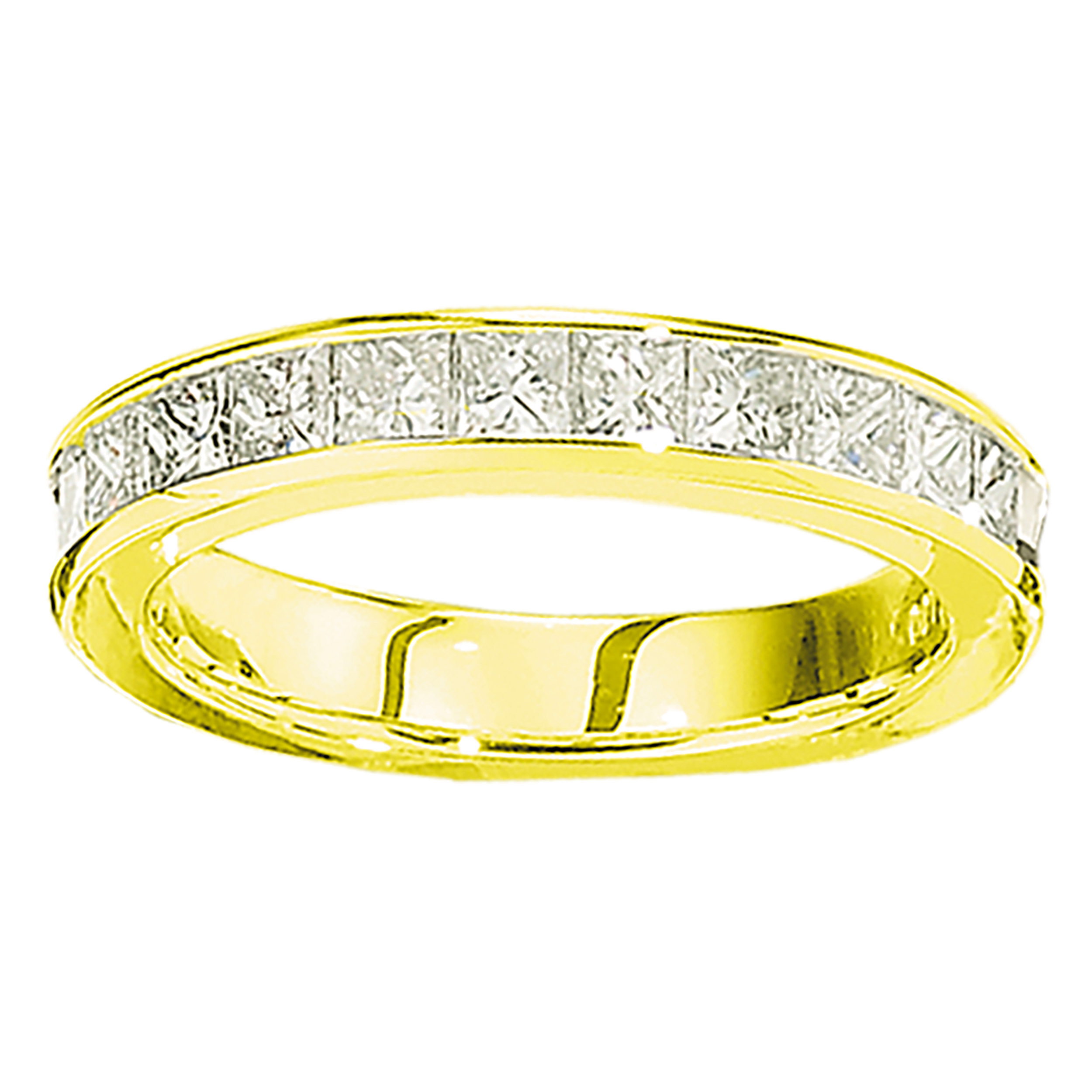 Eternal Joy&trade; SUPERIOR 14K Yellow Gold 11 Stone Princess Cut Channel Set Open Ended Diamond Princess 0.33 Ctw