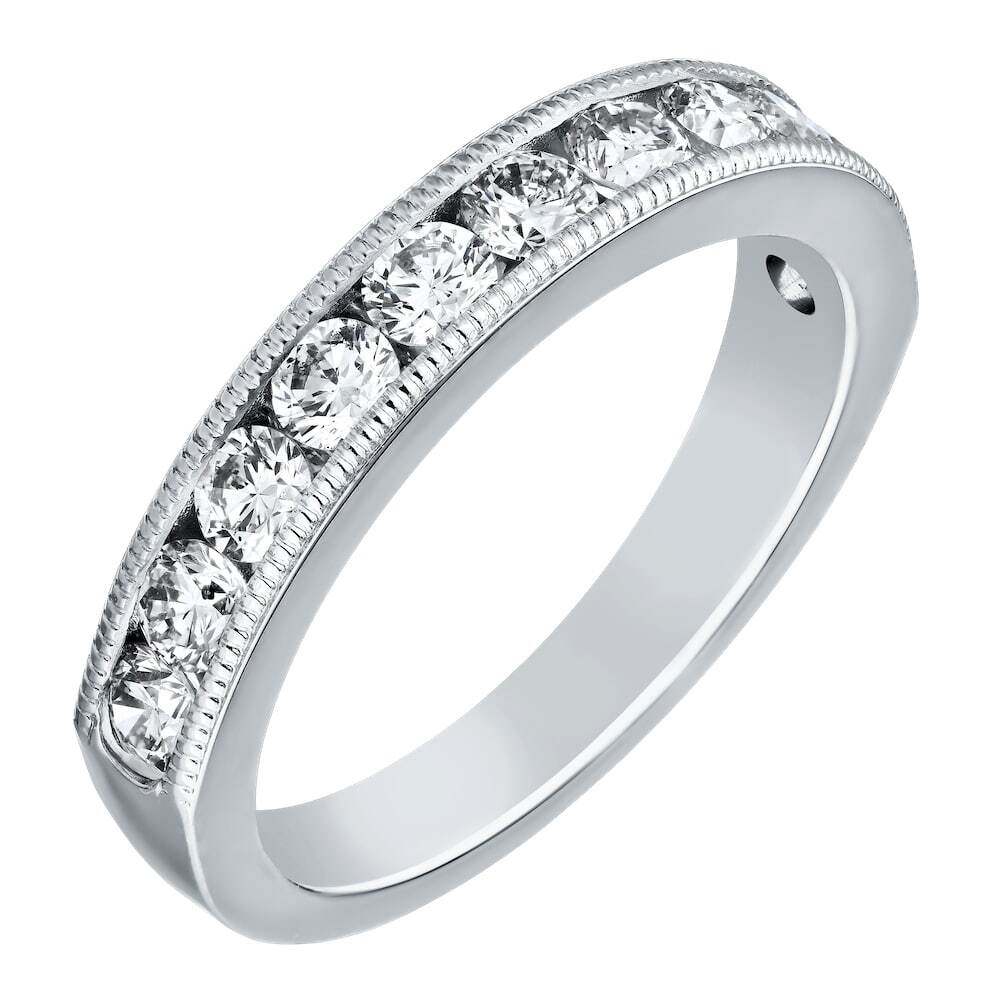 Eternal Joy&trade; SUPERIOR 14K White Gold 11 Stone Channel Set Milgrain Edge Closed Ended Diamond 0.75 Ctw