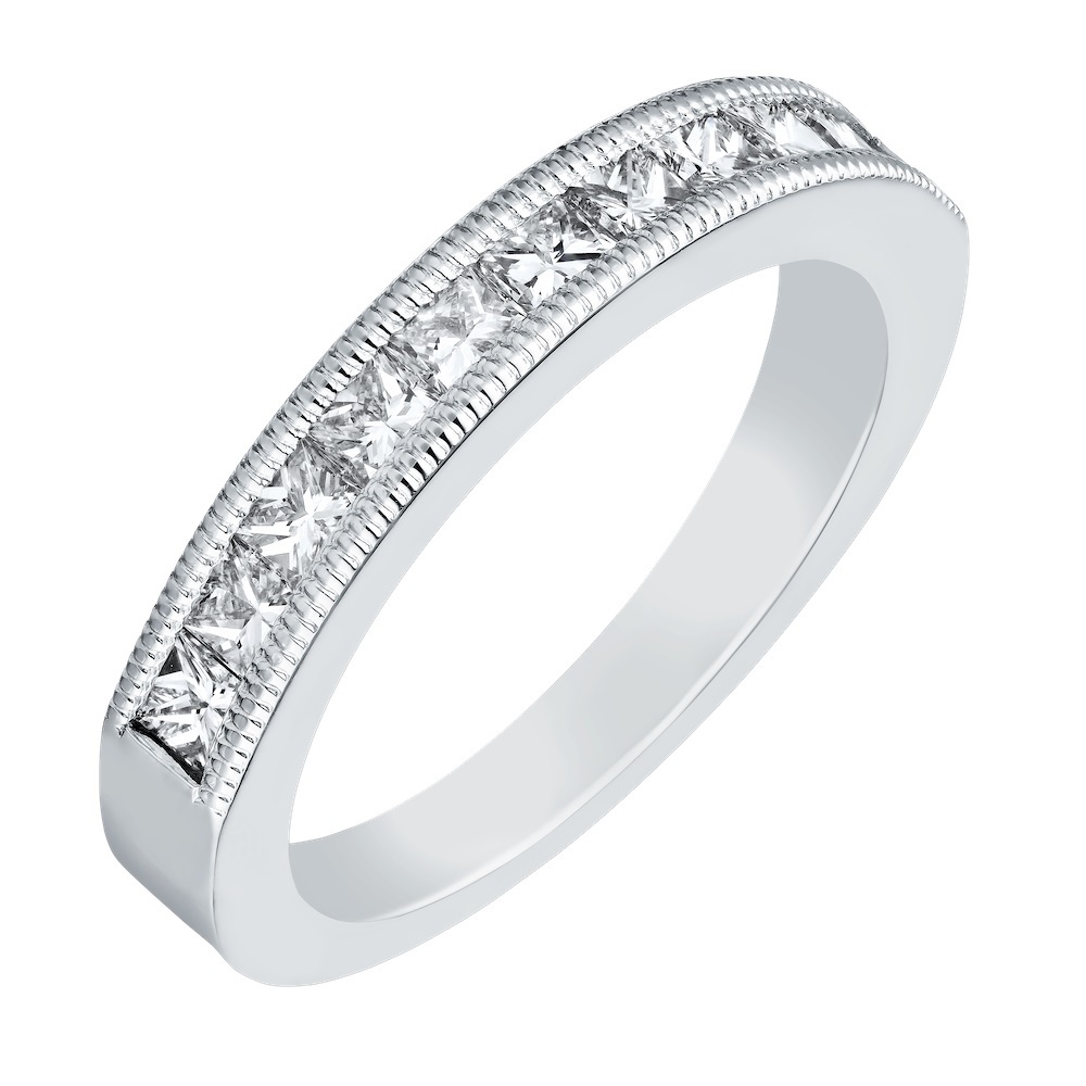 Eternal Joy&trade; SUPERIOR 14K White Gold 11 Stone Princess Cut Channel Set Closed Ended Diamond 1.00 Ctw