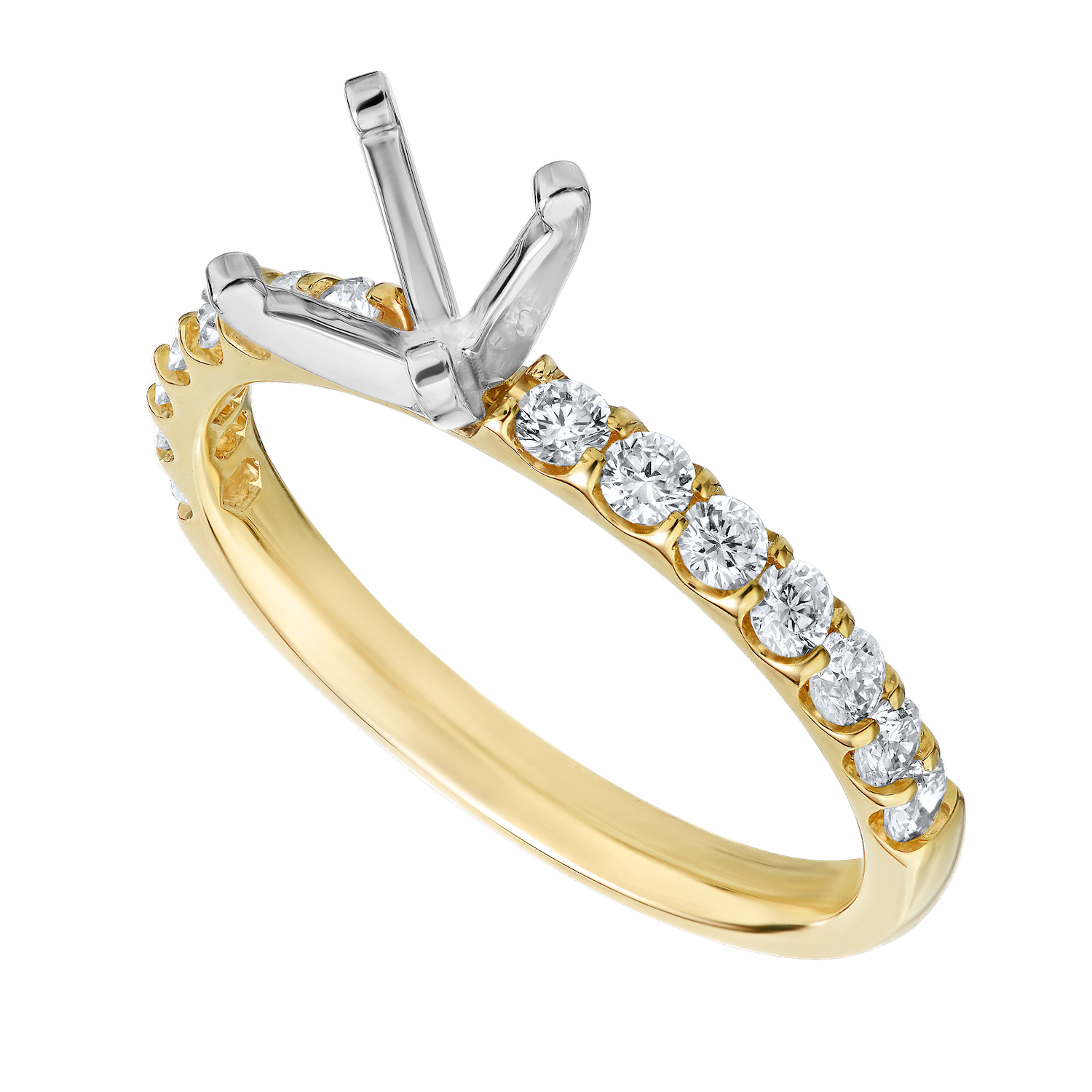 Eternal Joy&trade; STANDARD 14K Yellow Gold 14 Stone Shared Prong Semi-Mount Diamond 2.00 Ctw