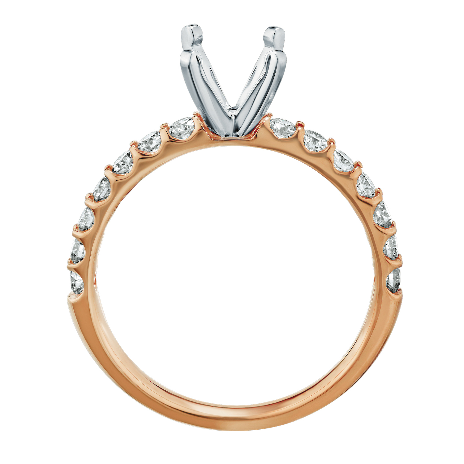 Eternal Joy&trade; STANDARD 14K Rose Gold 14 Stone Shared Prong Semi-Mount Diamond 1.00 Ctw