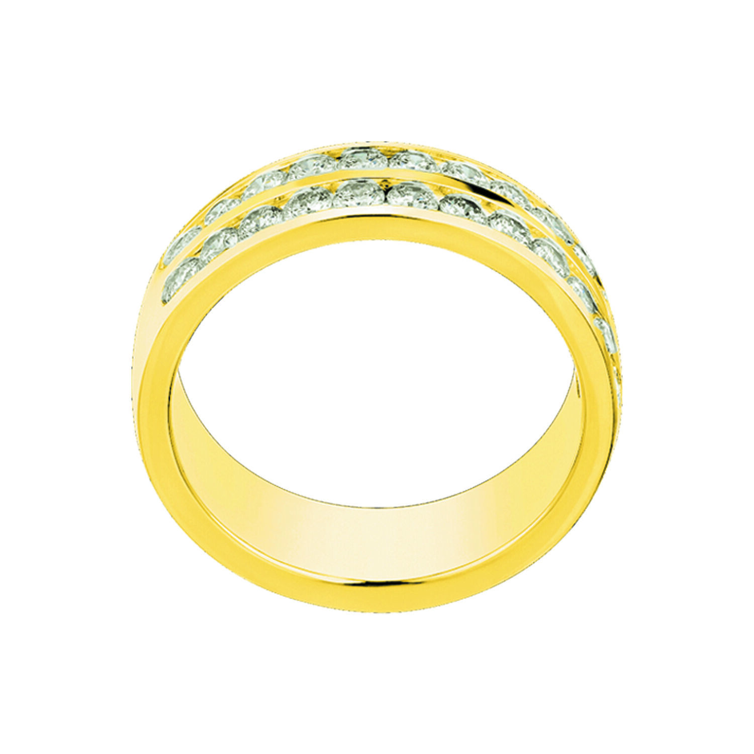 14K Yellow Gold Ring Double Row Channel Set Band Diamond 0.50 Ctw