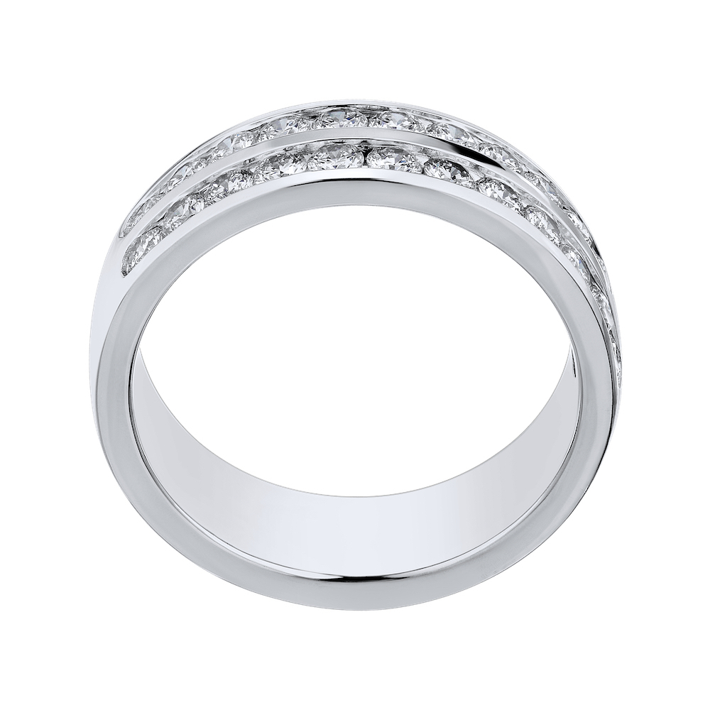 14K White Gold Ring Double Row Channel Set Band Diamond 1.00 Ctw