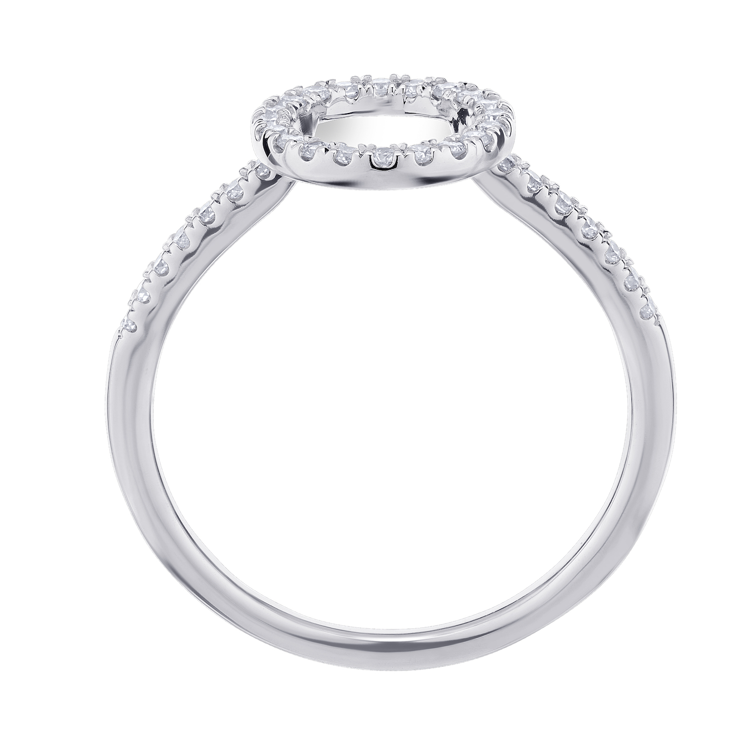 Love Connection&trade; 14K White Gold Diamond Pave Set Halo Wrap Diamond Shoulders 0.50 Ctw