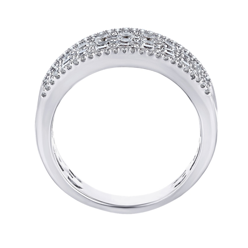 14K White Gold Ring Wide Pave Set Slight Concave Diamond 3.00 Ctw