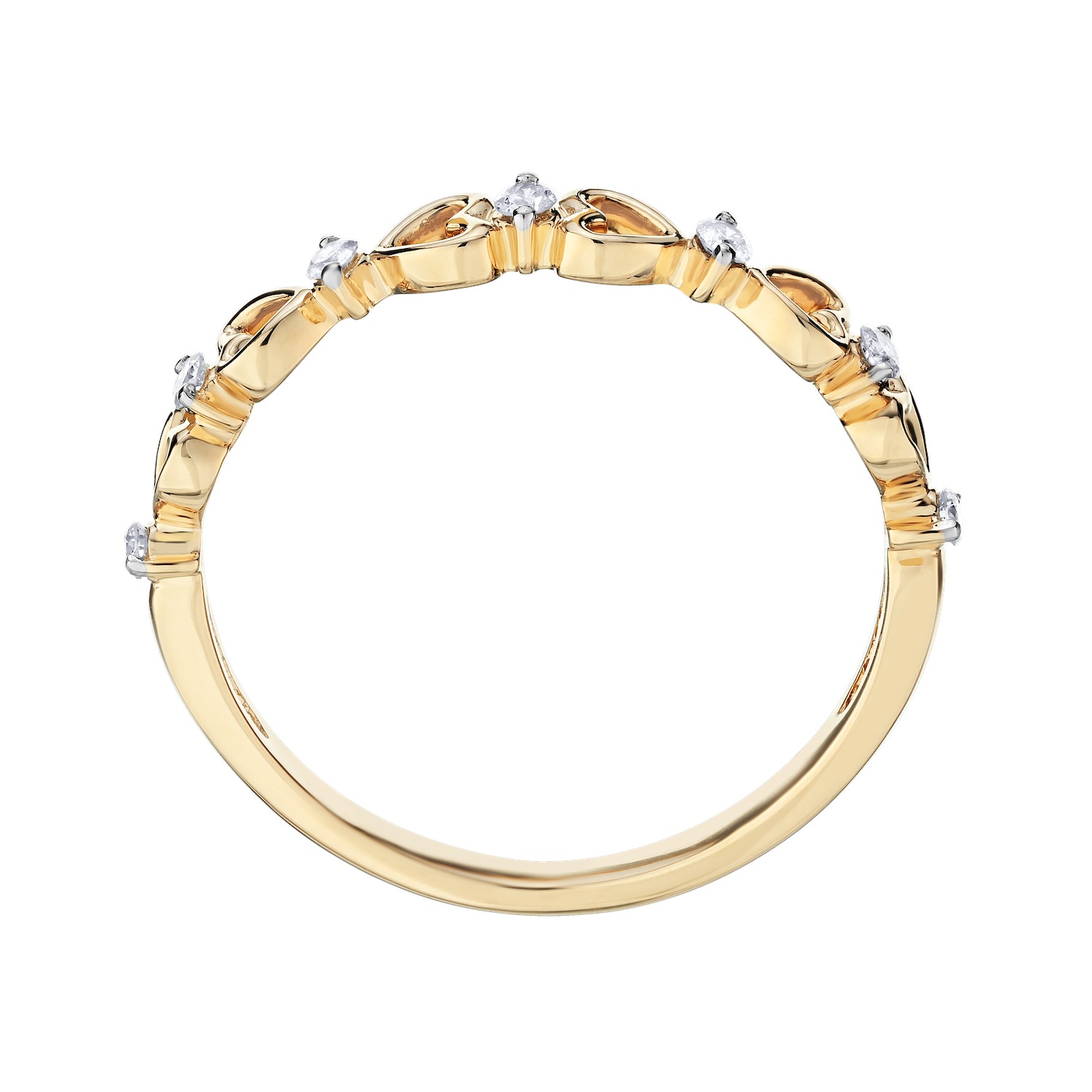 TriUnity&trade; 14K Yellow Gold Top & Tail Row Of Hearts 0.10 Ctw