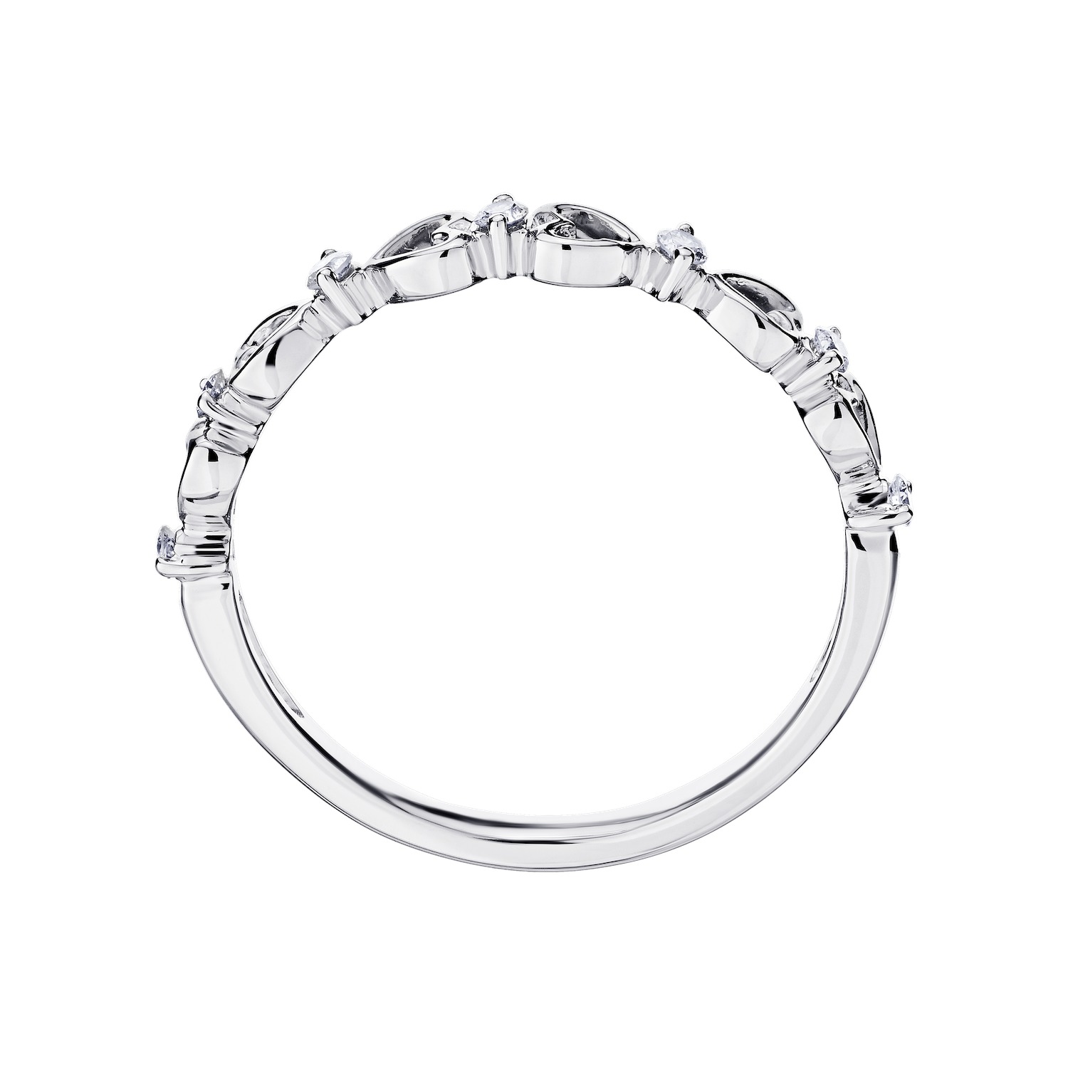 TriUnity&trade; 14K White Gold Top & Tail Row Of Hearts 0.10 Ctw