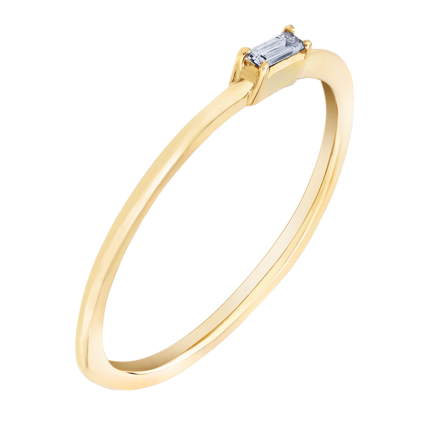 TriUnity&trade; 14K Yellow Gold Thin Round Wire With Horizontal Emerald Cut 0.05 Ctw