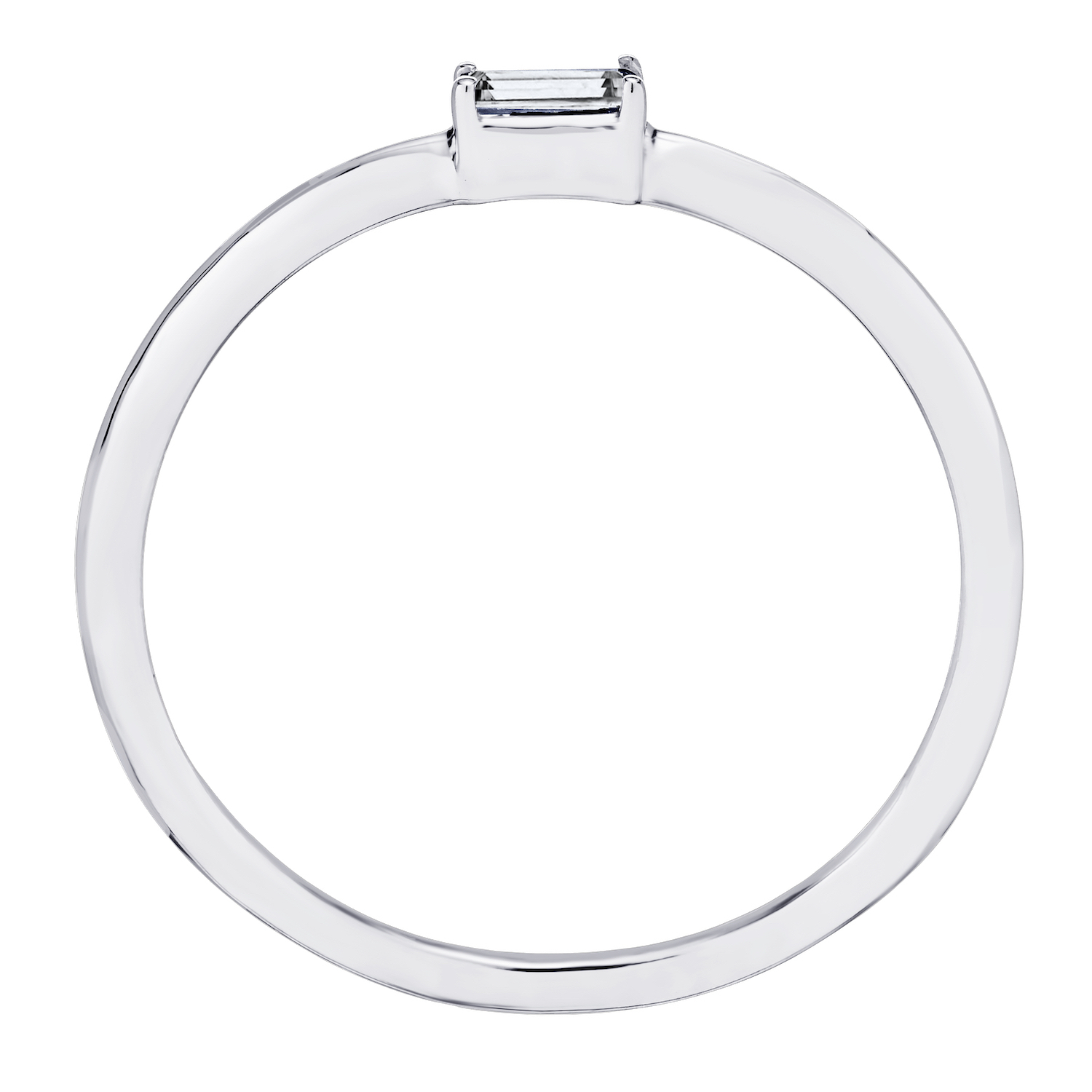 TriUnity&trade; 14K White Gold Thin Round Wire With Horizontal Emerald Cut 0.05 Ctw