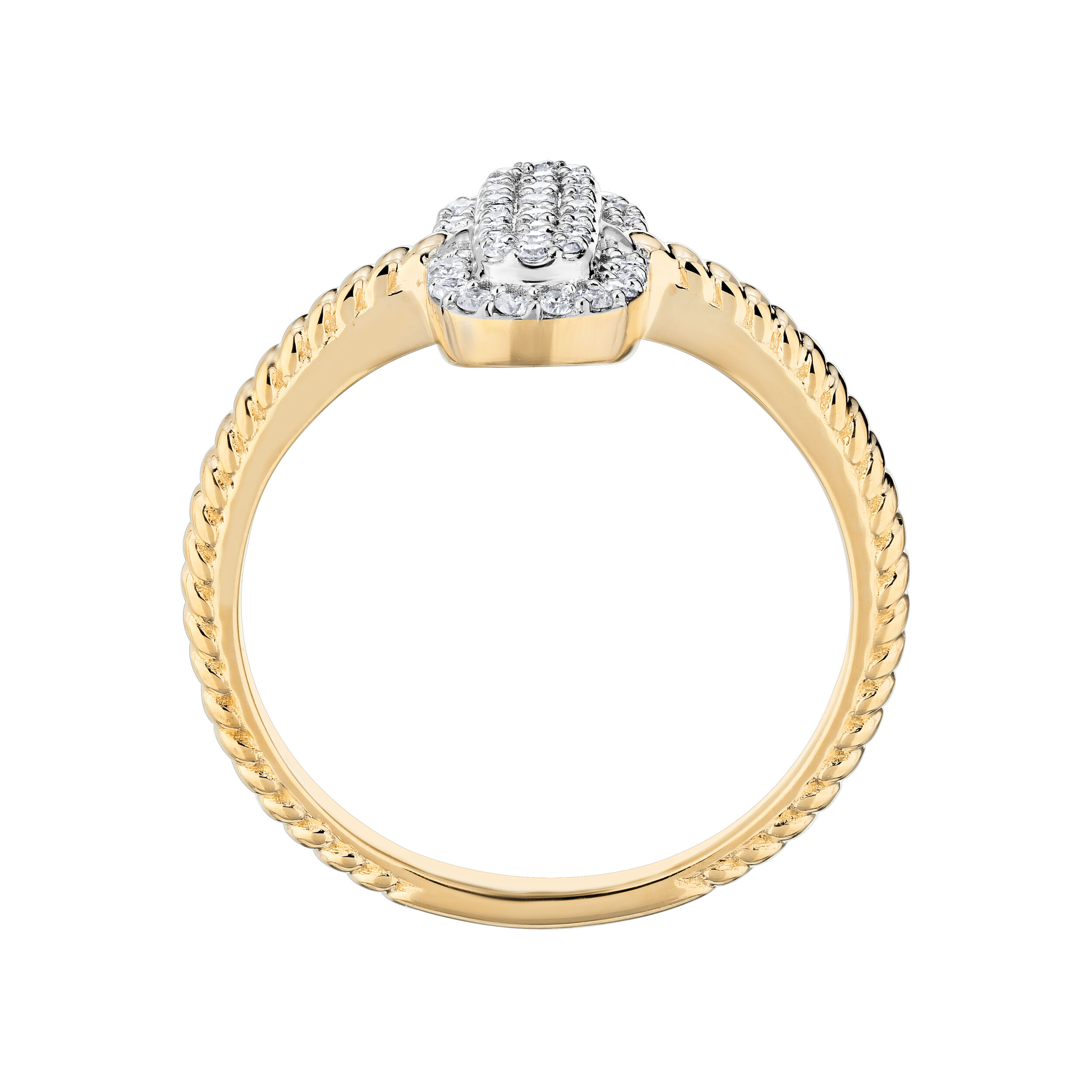 14K Yellow Gold Ring Pave Paperclip Rope Shank Diamond 0.25 Ctw