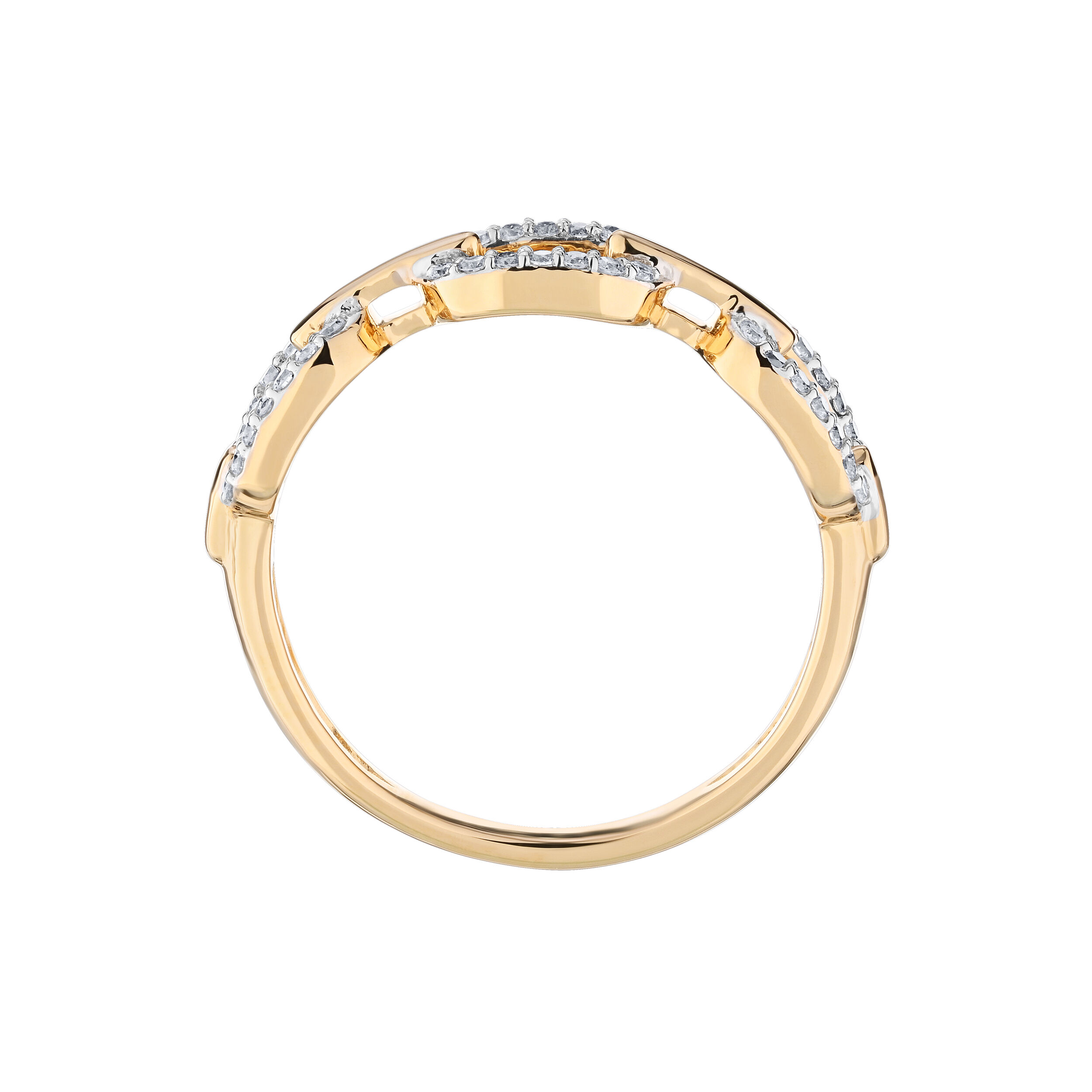 TriUnity&trade; 14K Yellow Gold Pave Paperclip Chain Link 0.15 Ctw