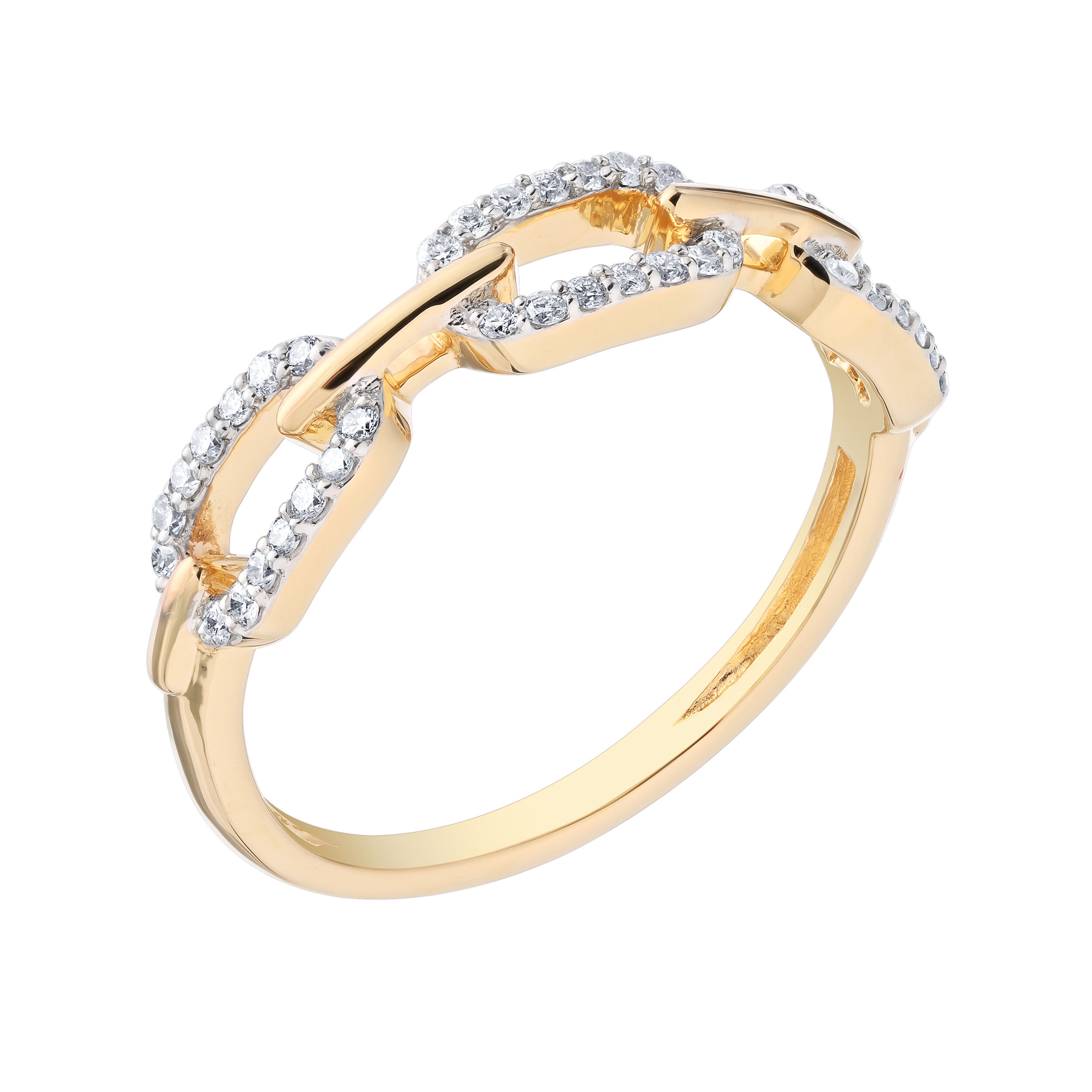 TriUnity&trade; 14K Yellow Gold Pave Paperclip Chain Link 0.15 Ctw