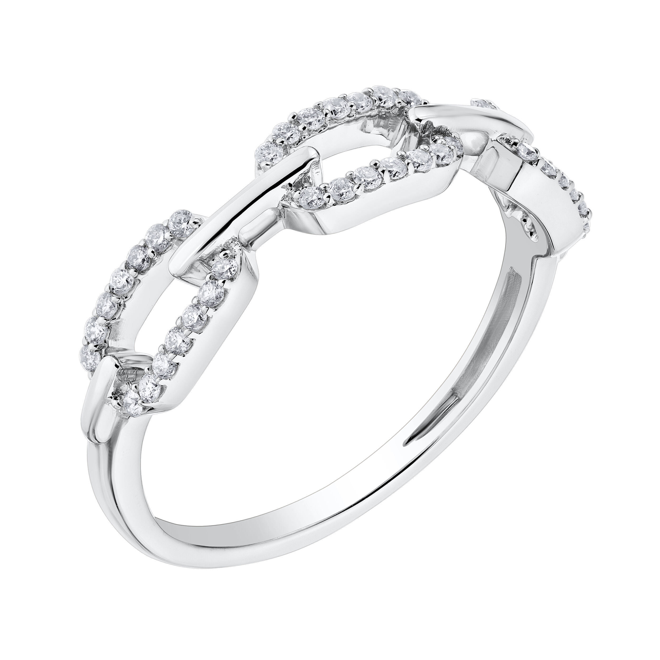 TriUnity&trade; 14K White Gold Pave Paperclip Chain Link 0.15 Ctw