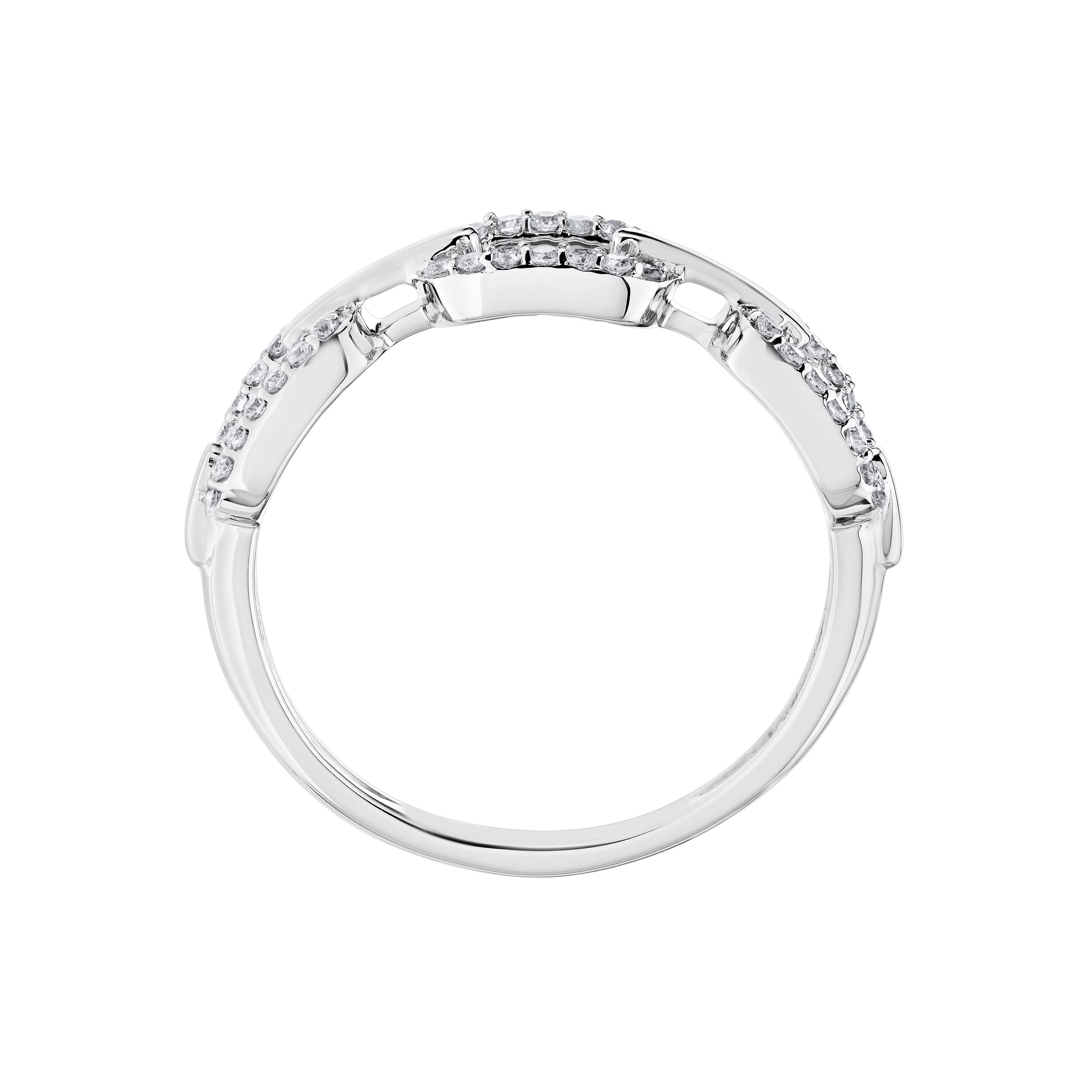 TriUnity&trade; 14K White Gold Pave Paperclip Chain Link 0.15 Ctw