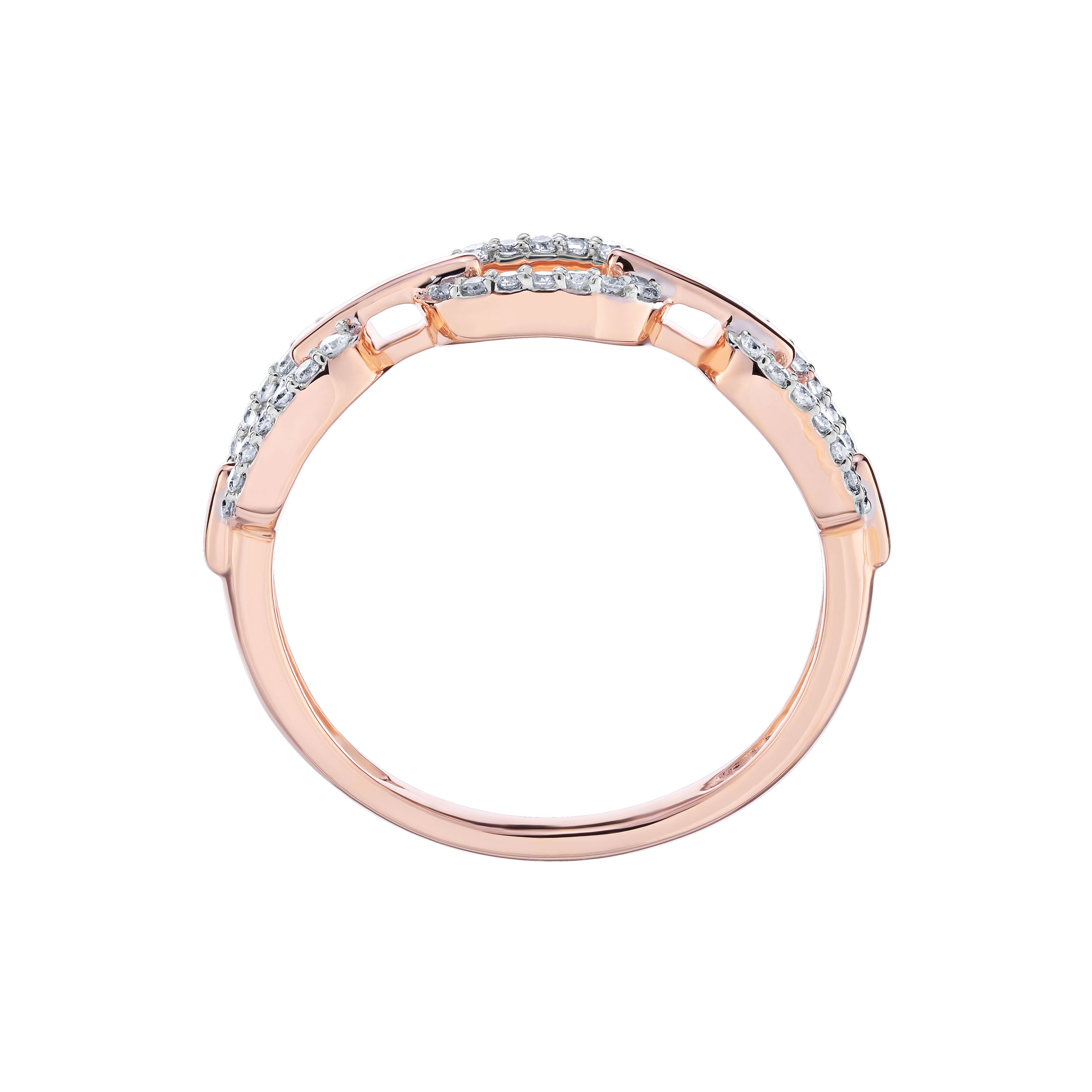 TriUnity&trade; 14K Rose Gold Pave Paperclip Chain Link 0.15 Ctw