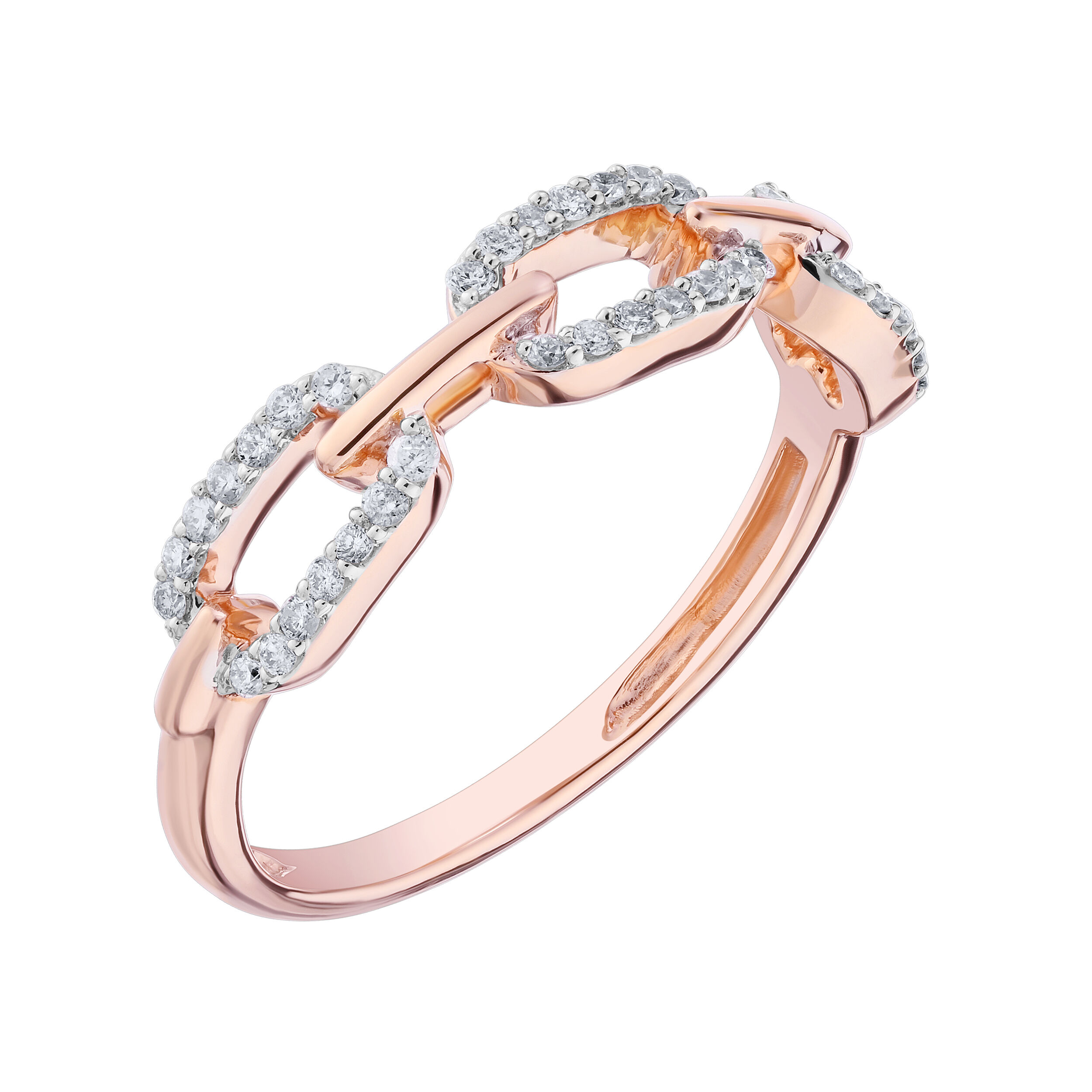 TriUnity&trade; 14K Rose Gold Pave Paperclip Chain Link 0.15 Ctw