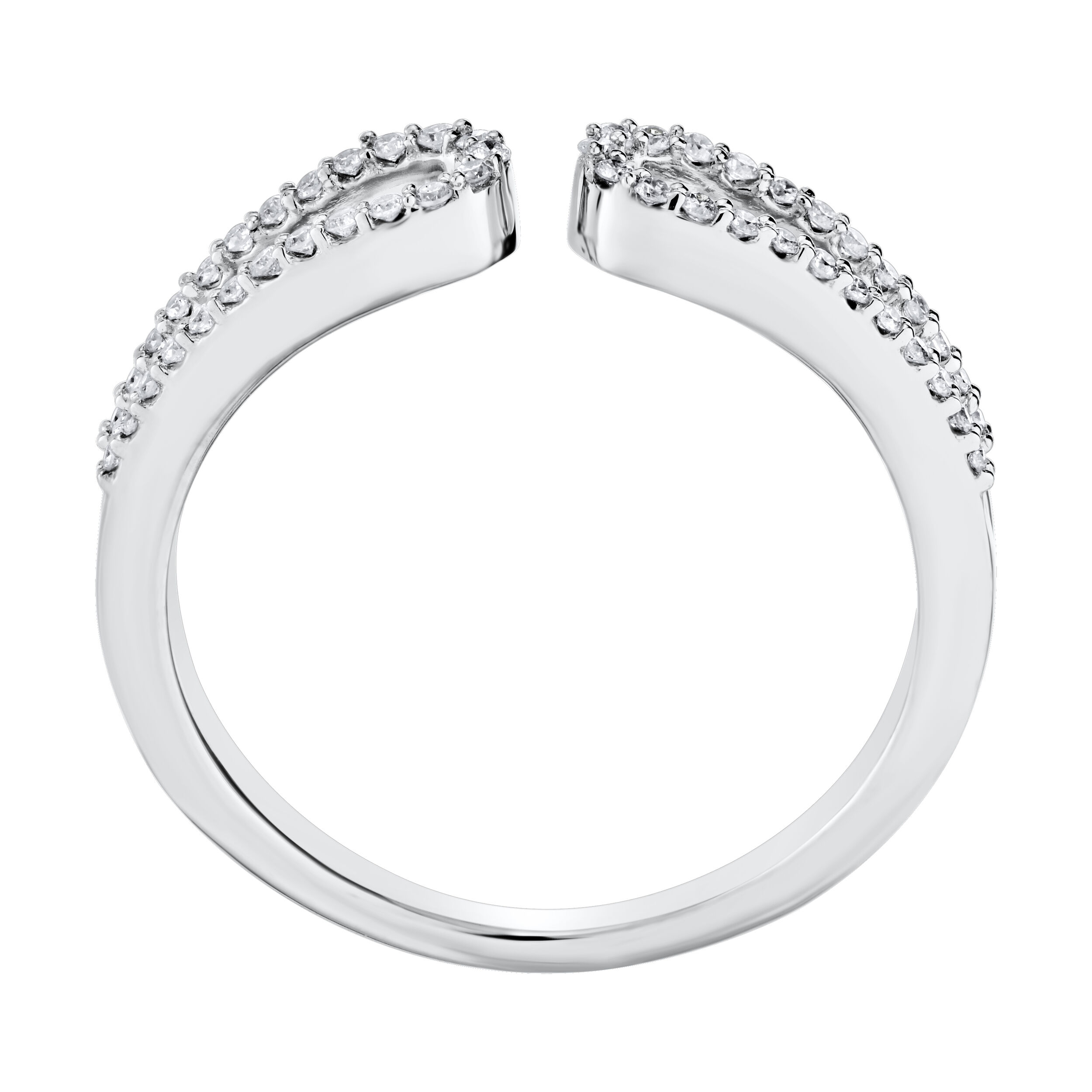 14K White Gold Ring Paperclip Pave Open Ended Diamond 0.15 Ctw