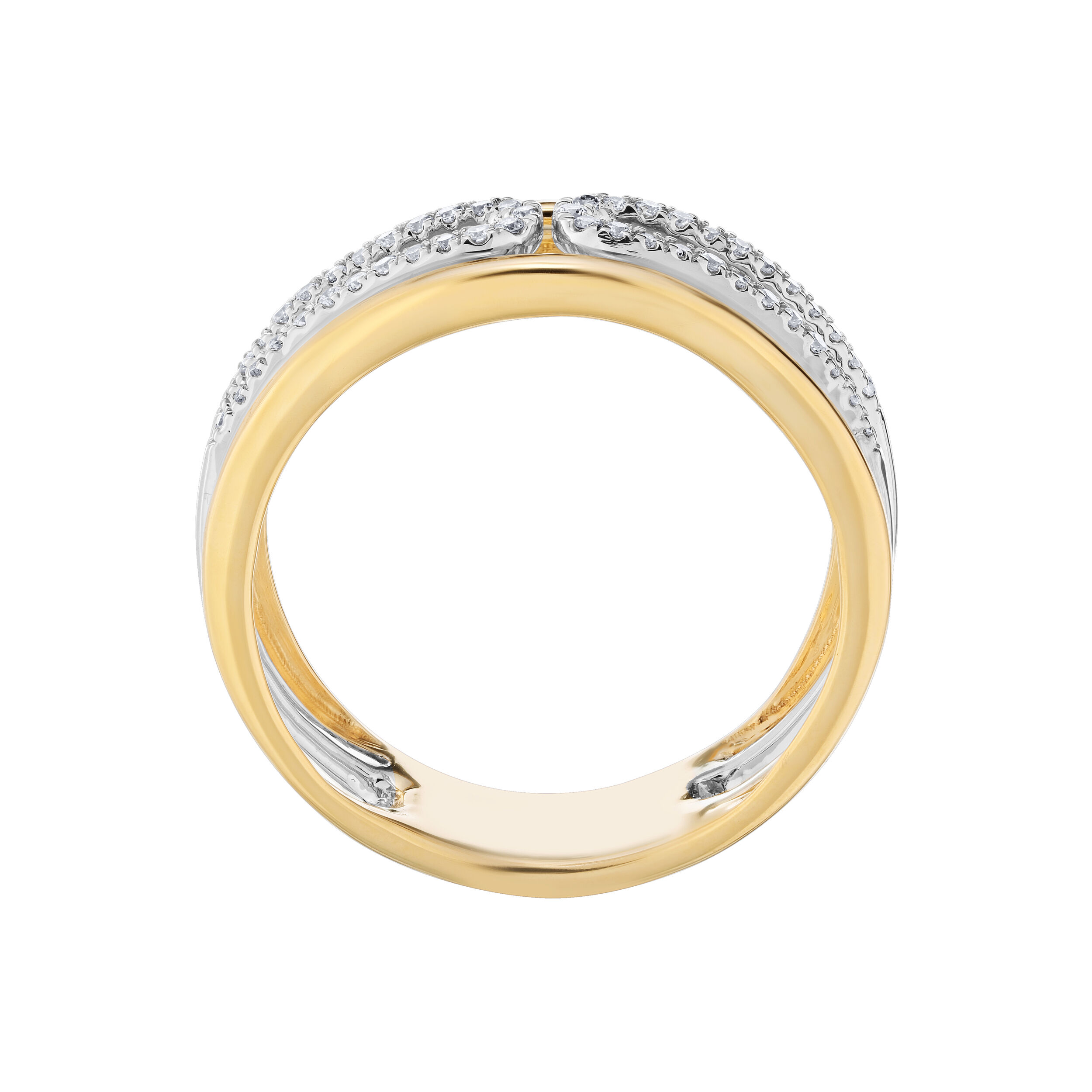 14K Two Tone Ring Open Ended Pave Paperclip Insert Diamond 0.15 Ctw