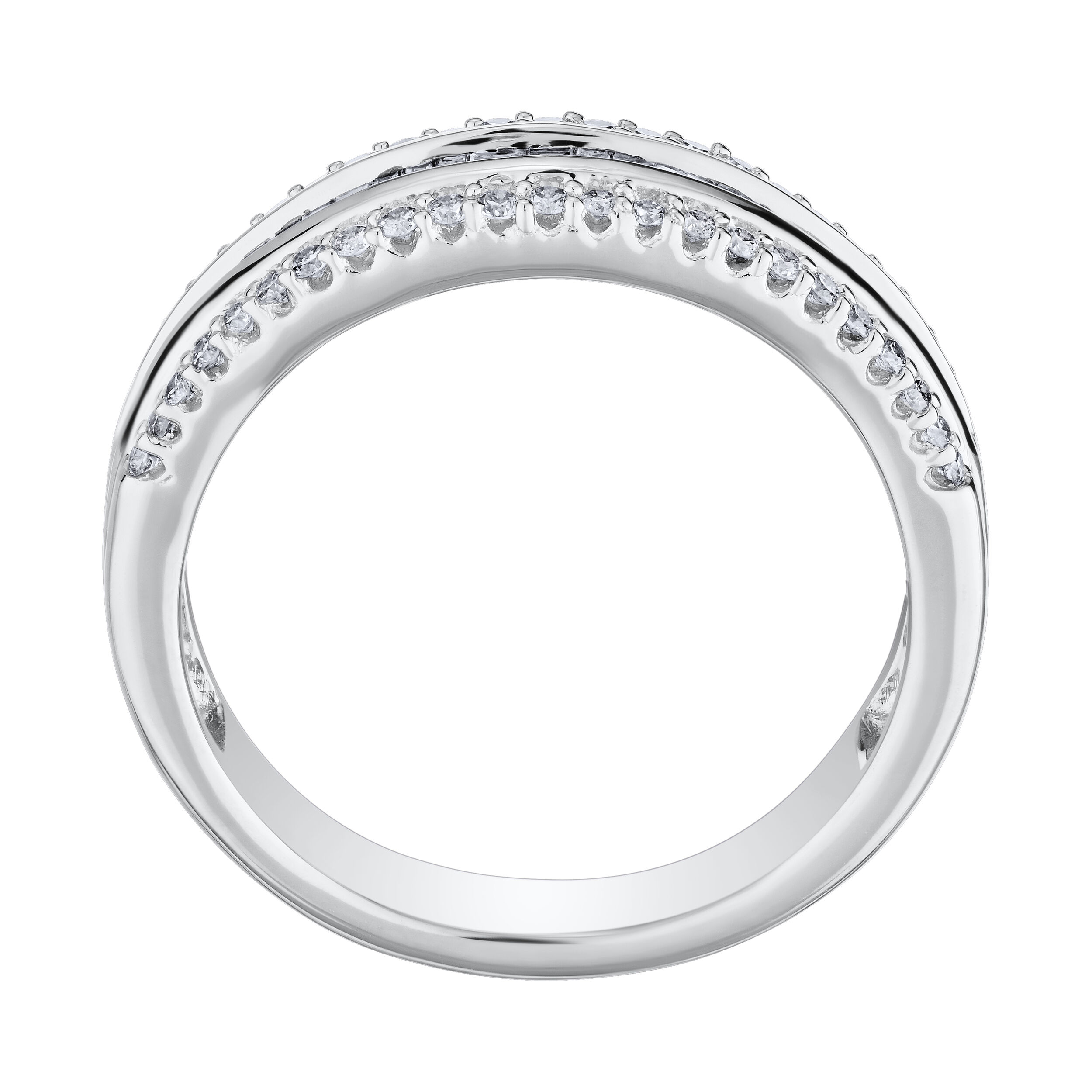 14K White Gold Ring Baguette Channel with Bead Set Diamond 0.50 Ctw