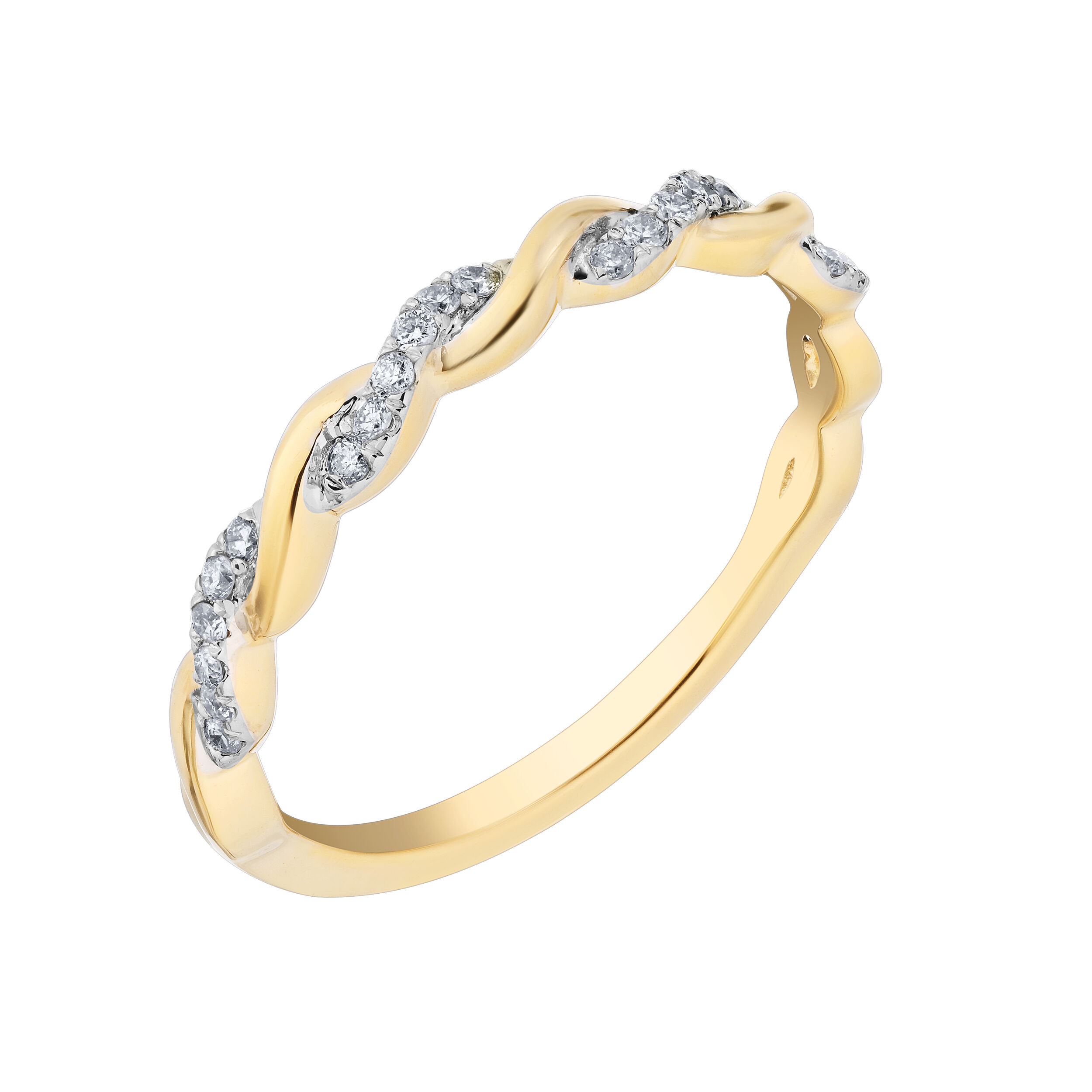 TriUnity&trade; 14K Yellow Gold Diamond Set & Polished Rope 0.10 Ctw