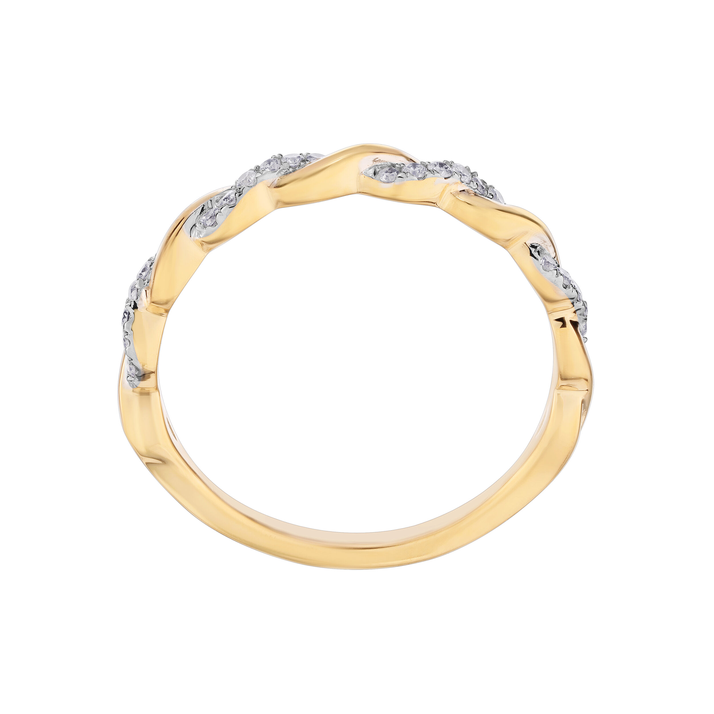 TriUnity&trade; 14K Yellow Gold Diamond Set & Polished Rope 0.10 Ctw