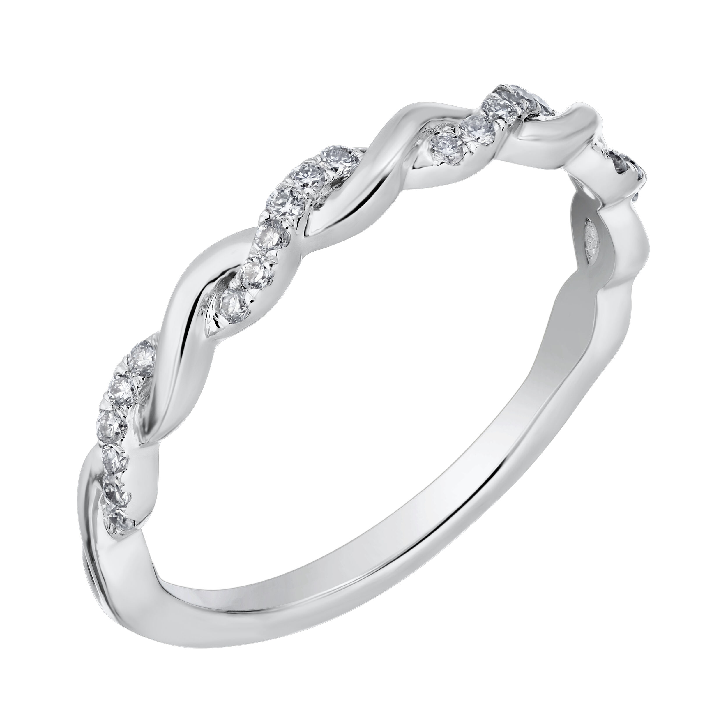 TriUnity&trade; 14K White Gold Diamond Set & Polished Rope 0.10 Ctw