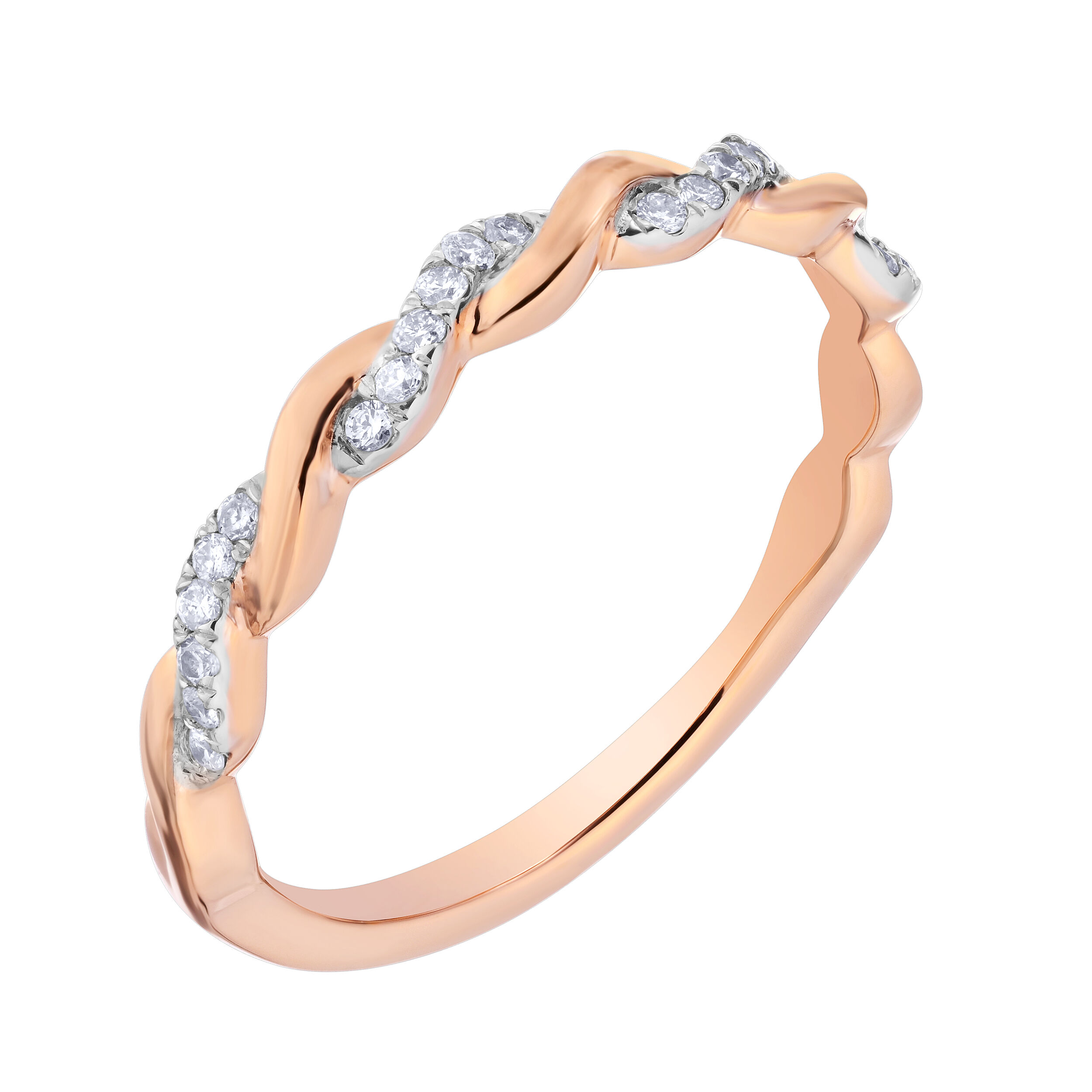 TriUnity&trade; 14K Rose Gold Diamond Set & Polished Rope 0.10 Ctw