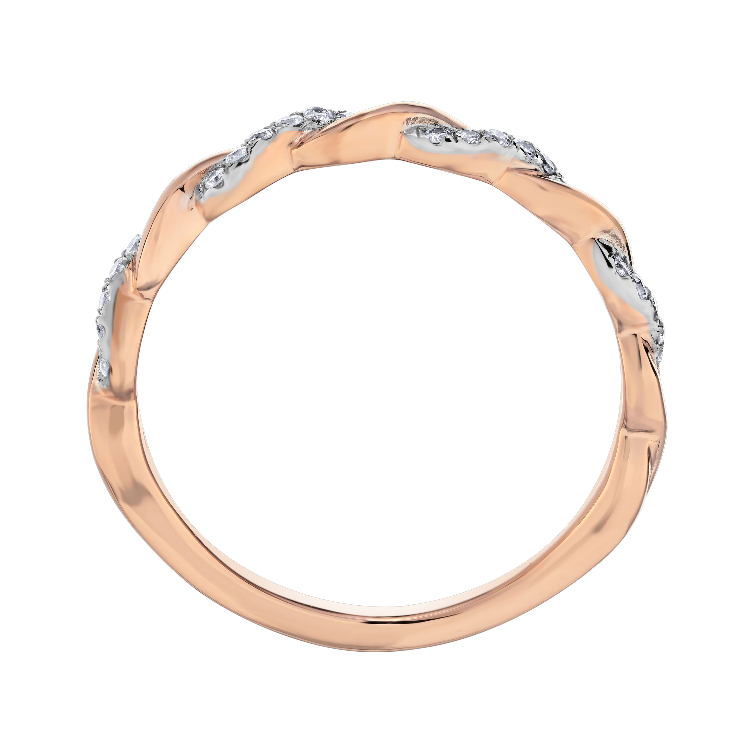 TriUnity&trade; 14K Rose Gold Diamond Set & Polished Rope 0.10 Ctw