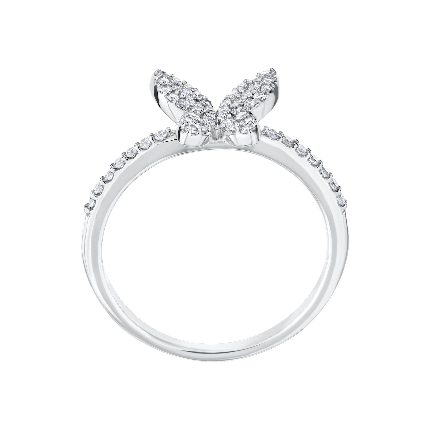 ZooLightful&trade; 14K White Gold Pave Butterfly Diamond Shoulders Ring Diamond 0.25 Ctw