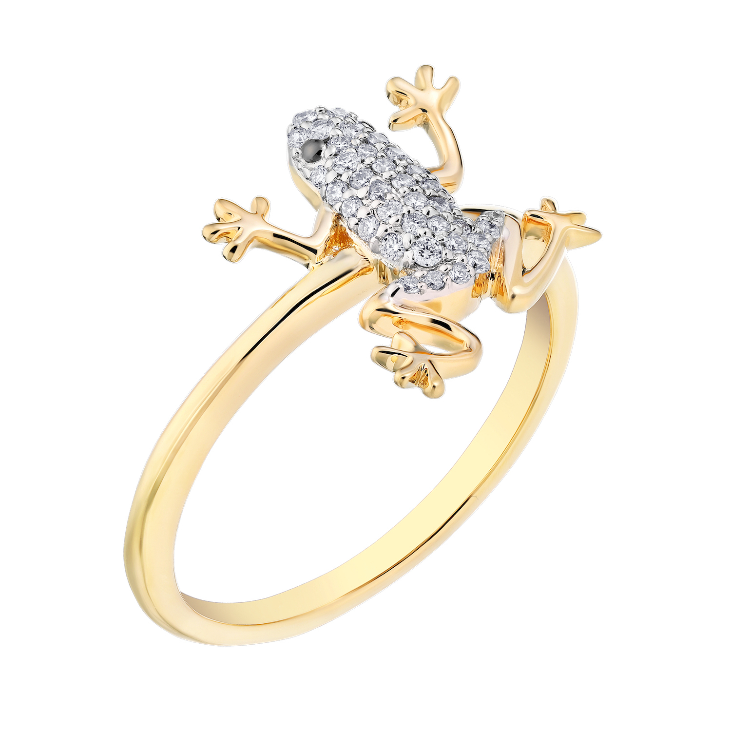 OCEANITY &trade; 14k Two Tone Ring Pave Frog Plain Shank Diamond 0.15 Ctw
