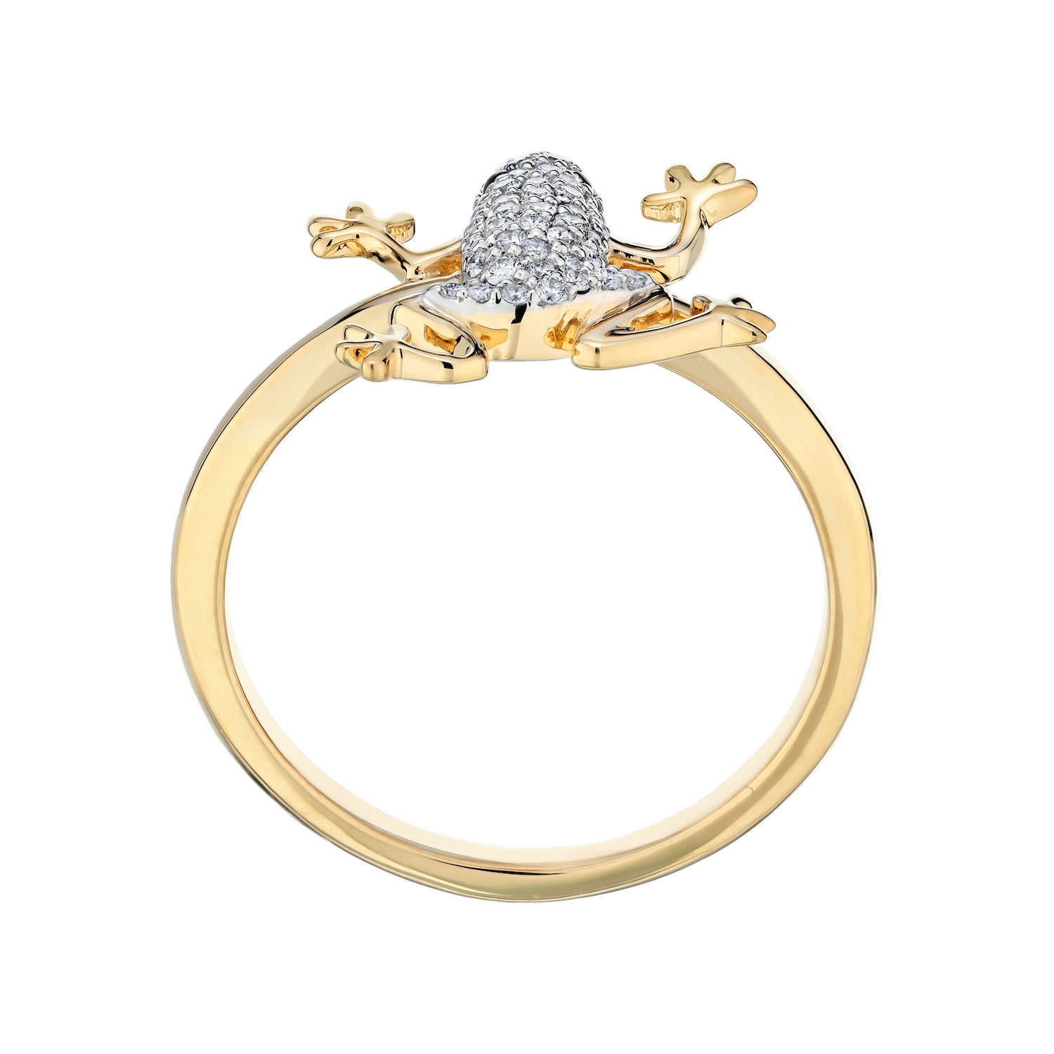 OCEANITY &trade; 14k Two Tone Ring Pave Frog Plain Shank Diamond 0.15 Ctw