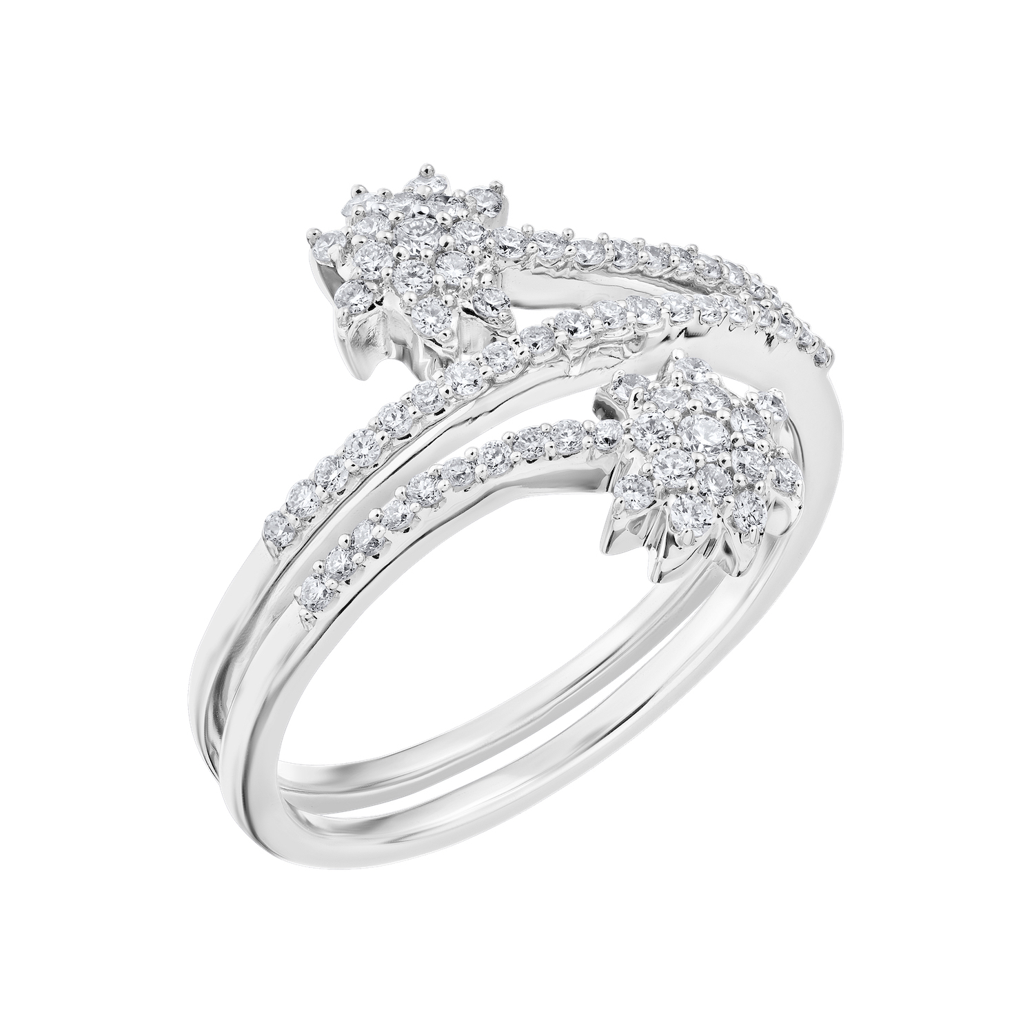 OCEANITY &trade; 14k White Gold Ring Palm Tree Bypass Wrap Diamond 0.33 Ctw