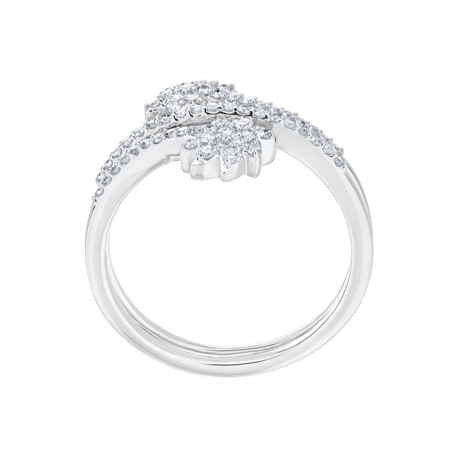 OCEANITY &trade; 14k White Gold Ring Palm Tree Bypass Wrap Diamond 0.33 Ctw